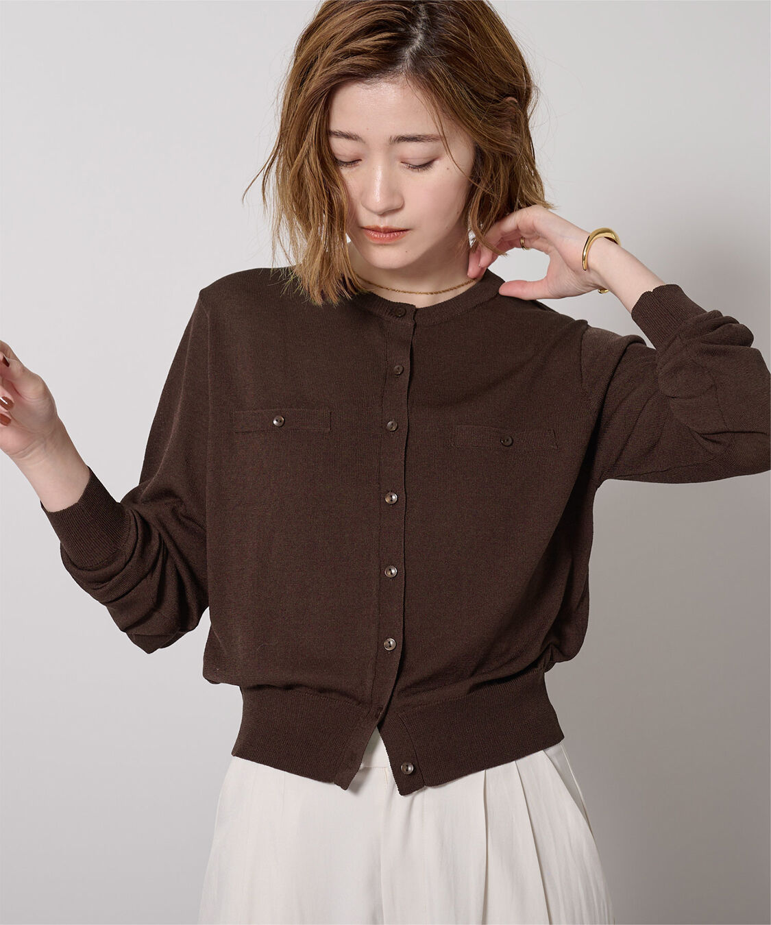 ur's「UVケアコンパクトベーシックニットカーディガン」|ニット・セーター|ダークブラウン