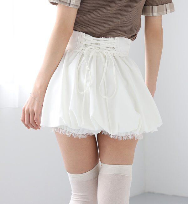  「レース付きバルーンミニスカパン」|スカート|