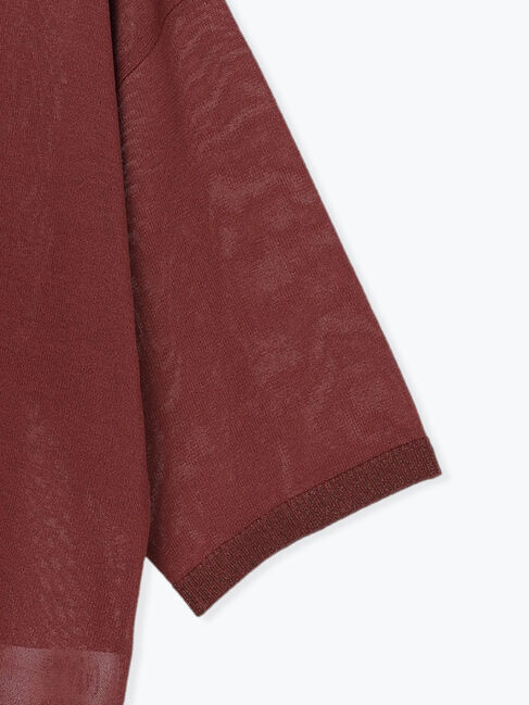 Samansa Mos2 blue「7分袖ラメニットプルオーバー」|ニット・セーター|