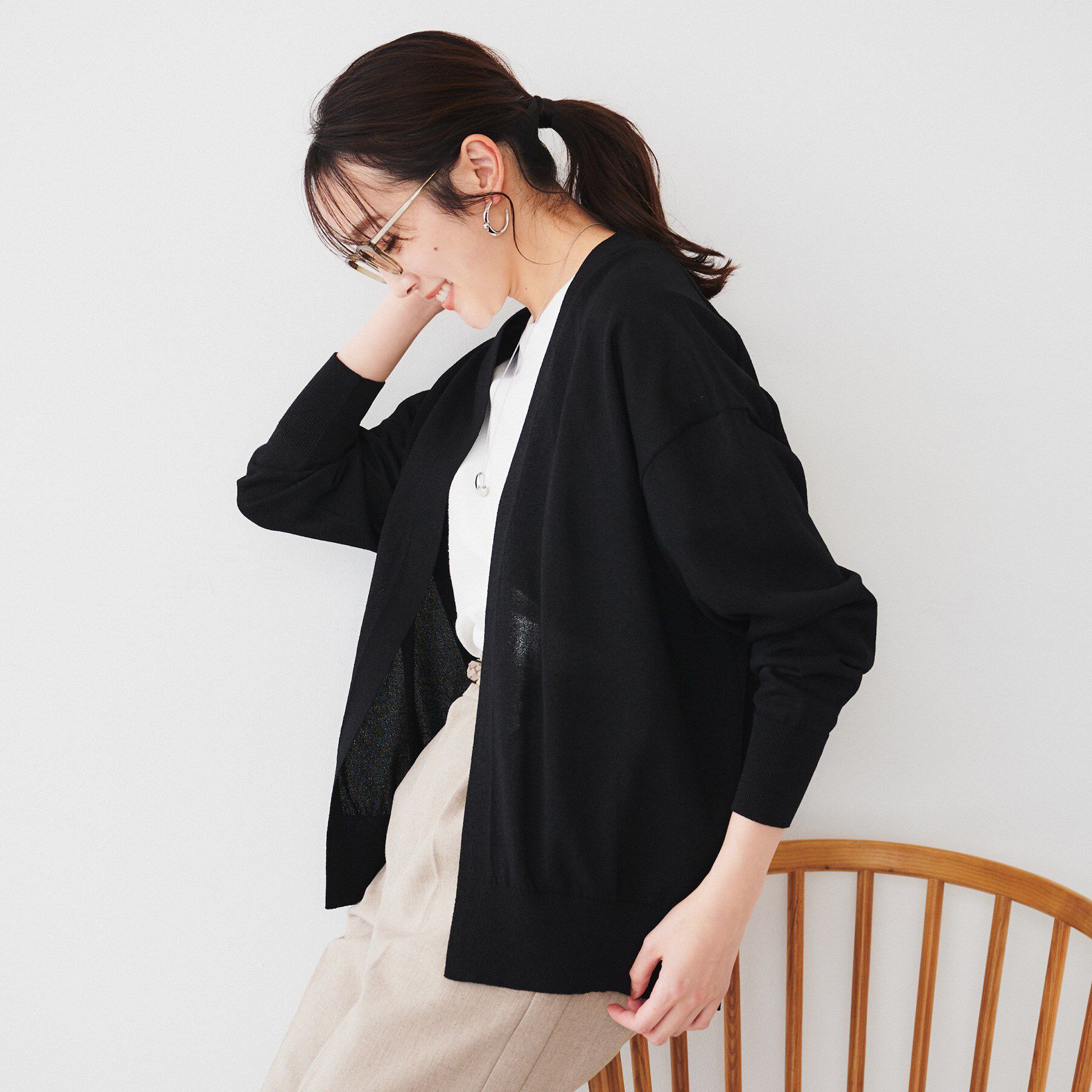 UNTITLED「【体型カバー/通勤/冷房対策】釦レスカーディガン」|カーディガン|