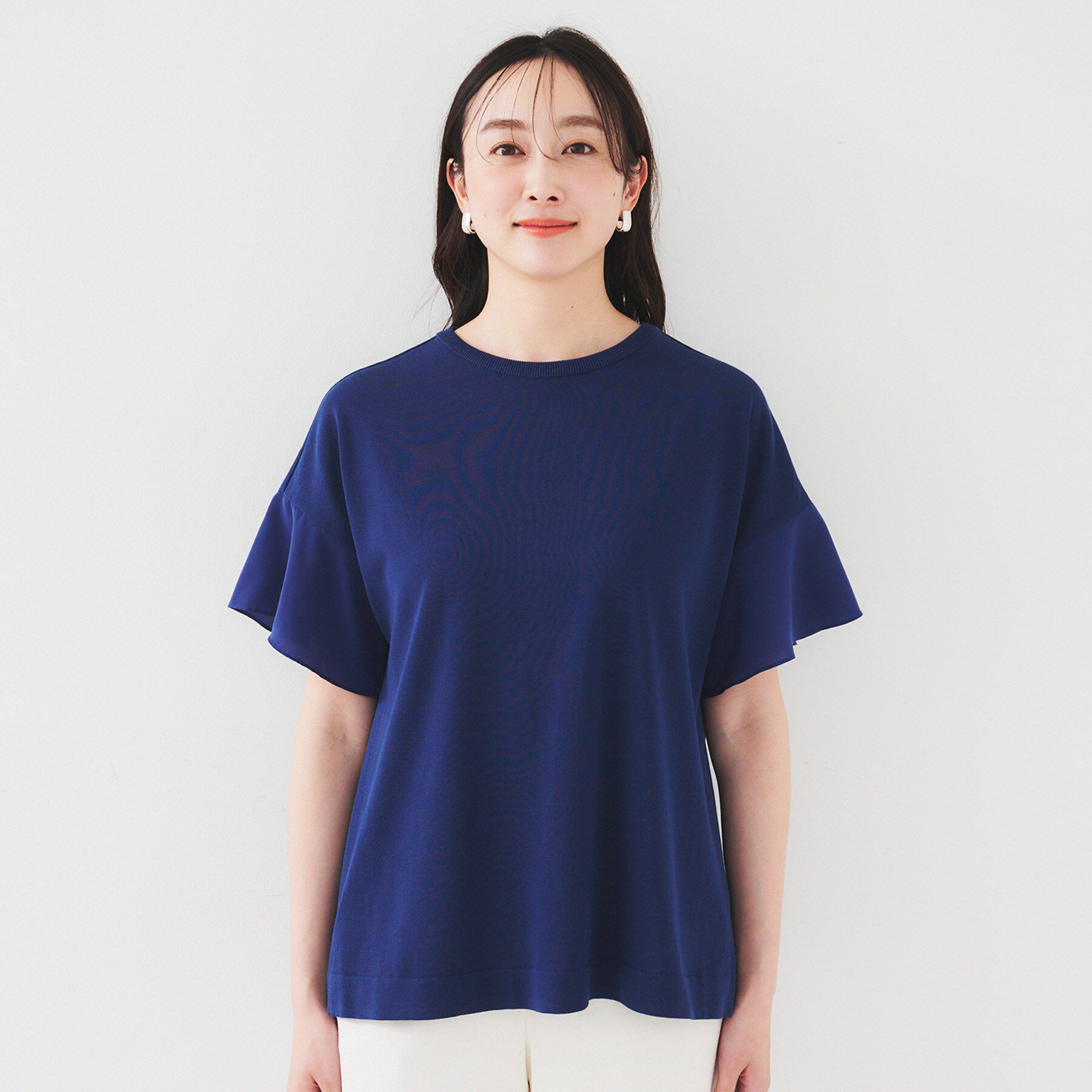 UNTITLED「【洗える/体型カバー】袖異素材プルオーバーニット」|ニット・セーター|