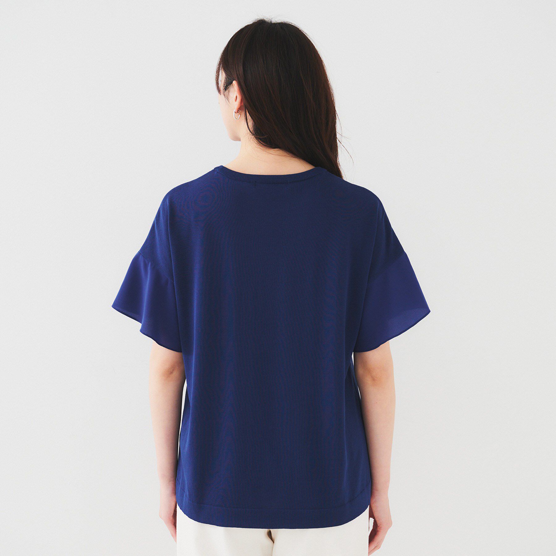 UNTITLED「【洗える/体型カバー】袖異素材プルオーバーニット」|ニット・セーター|