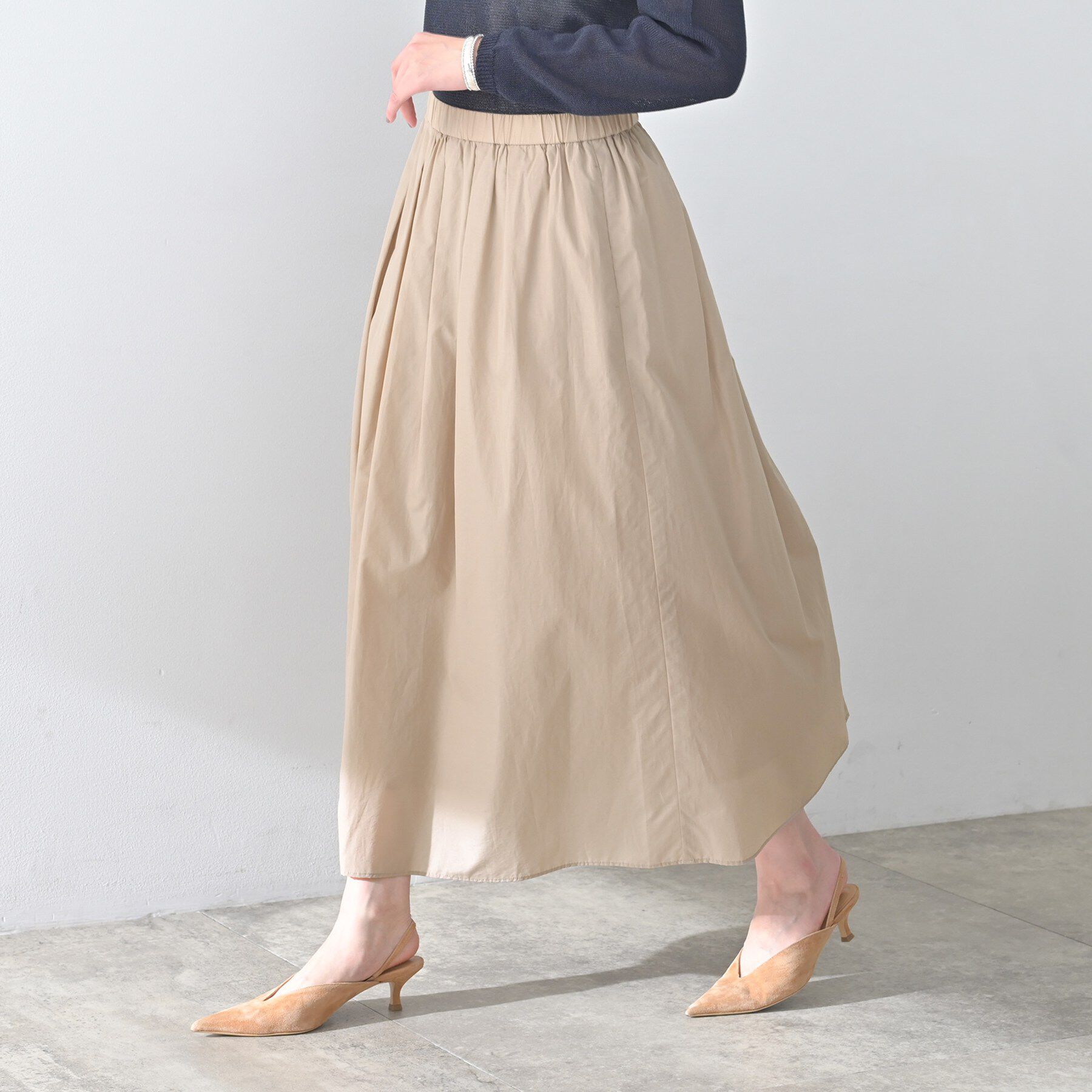 UNTITLED「【セットアップ可/ウエストゴム】シャイニータイプライタースカート」|スカート|ピンクベージュ(05