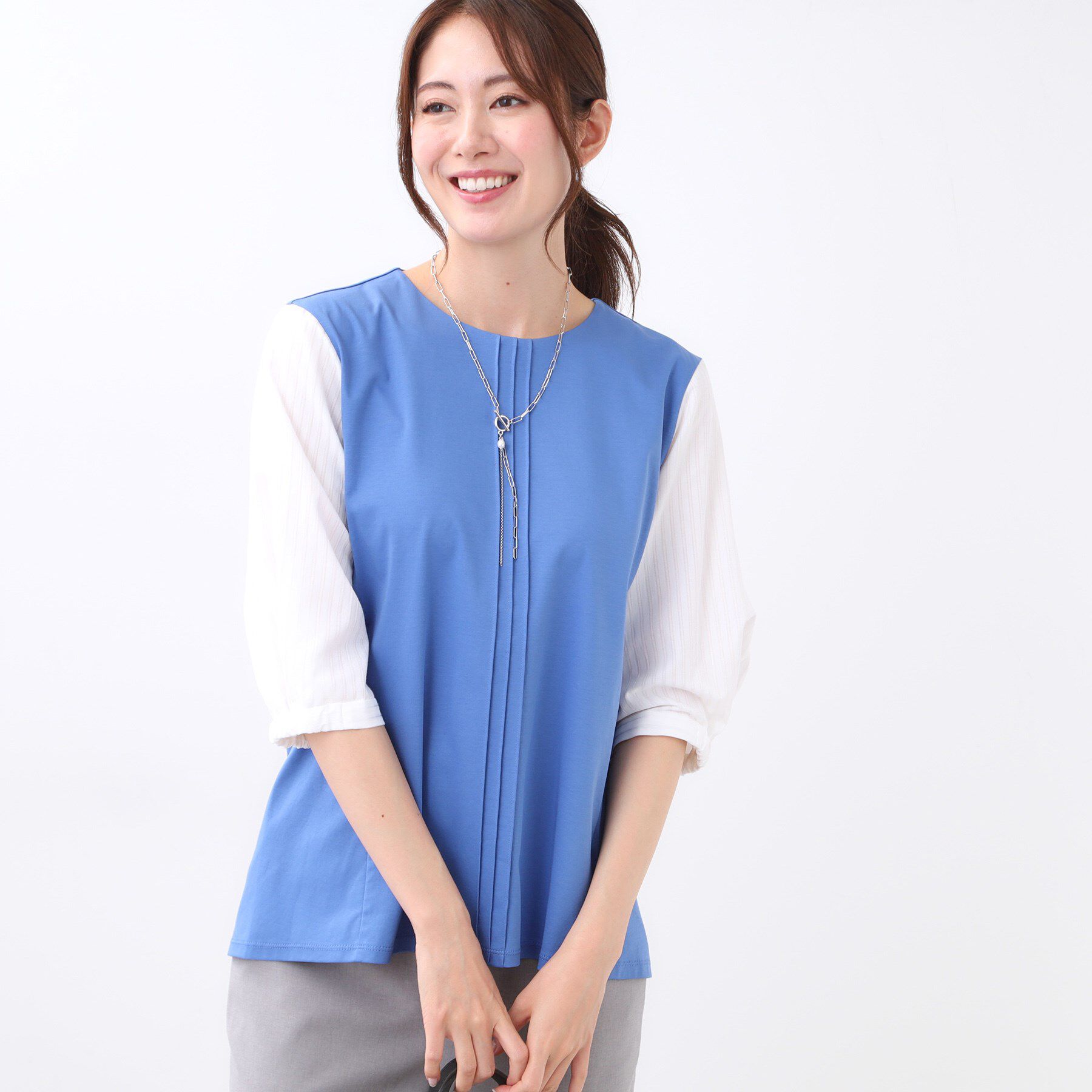 Reflect「【アウターを着てもすっきり／体型カバー／腰周りが気にならない】長め丈プルオーバージャージ」|Tシャツ・カットソー|