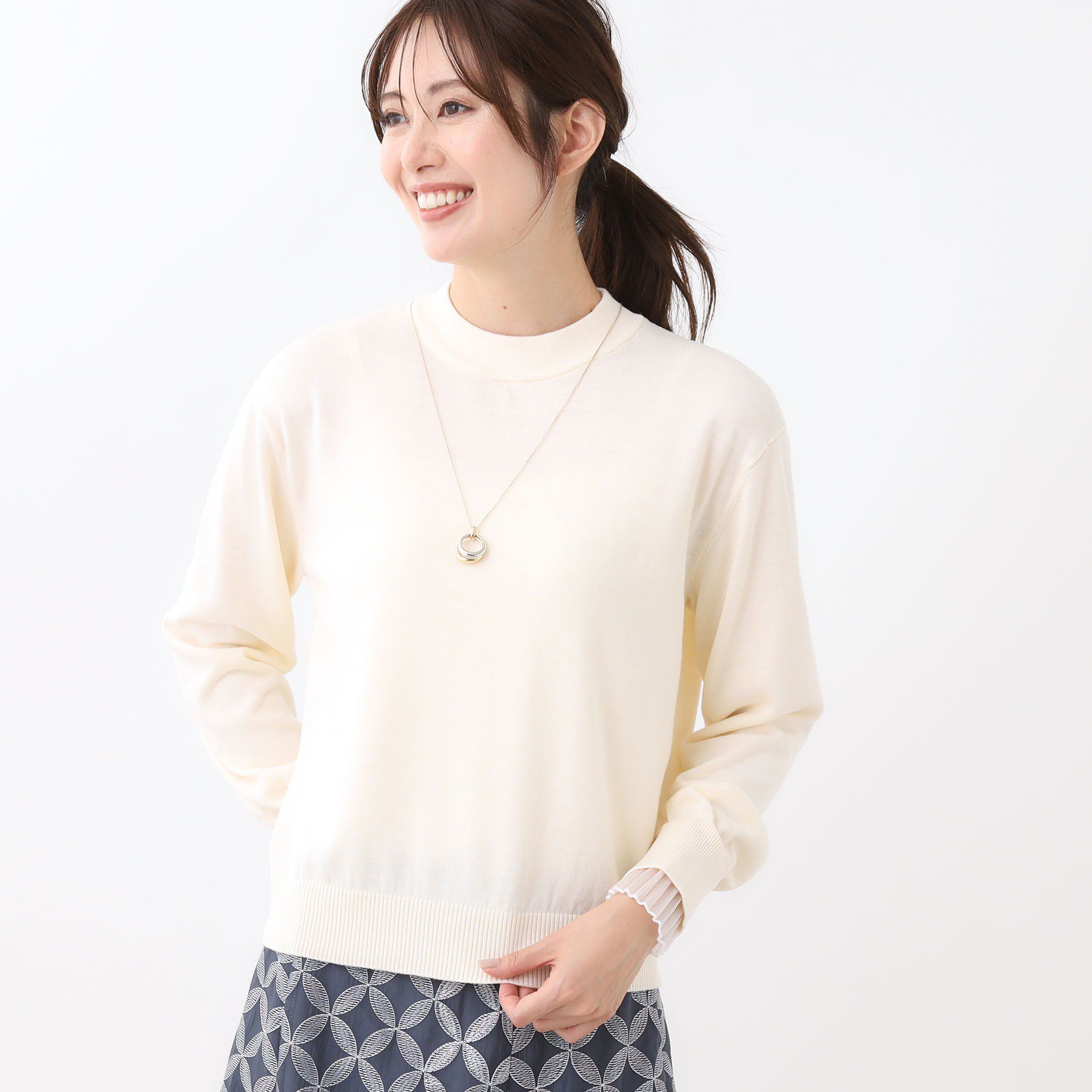 Reflect「【秋映え／重ね着風スタイルに◎】フリルプリーツスリーブニット」|ニット・セーター|