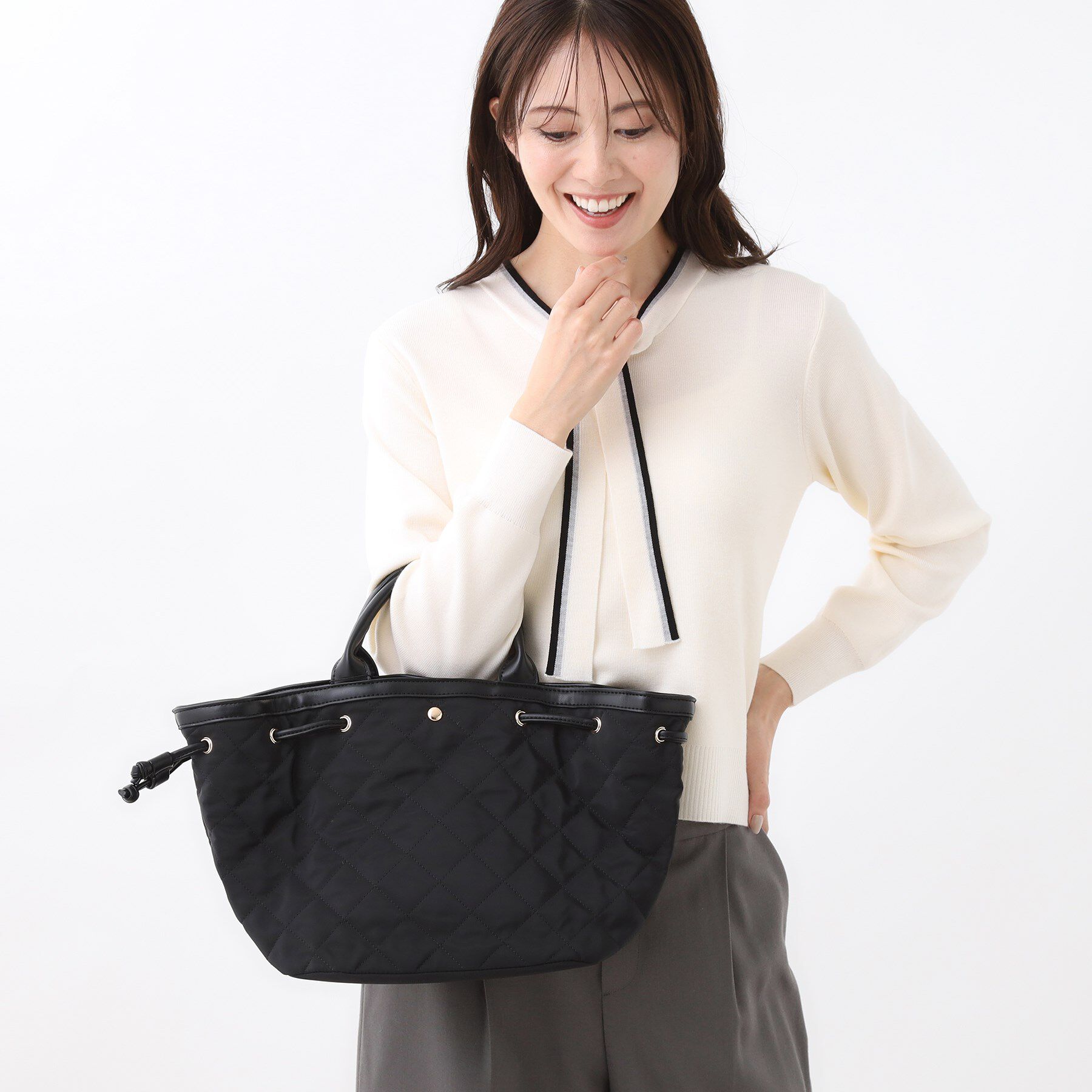 Reflect「【ショルダー付き／コーディネートのアクセントに◎】キルティングバッグ」|トートバッグ|