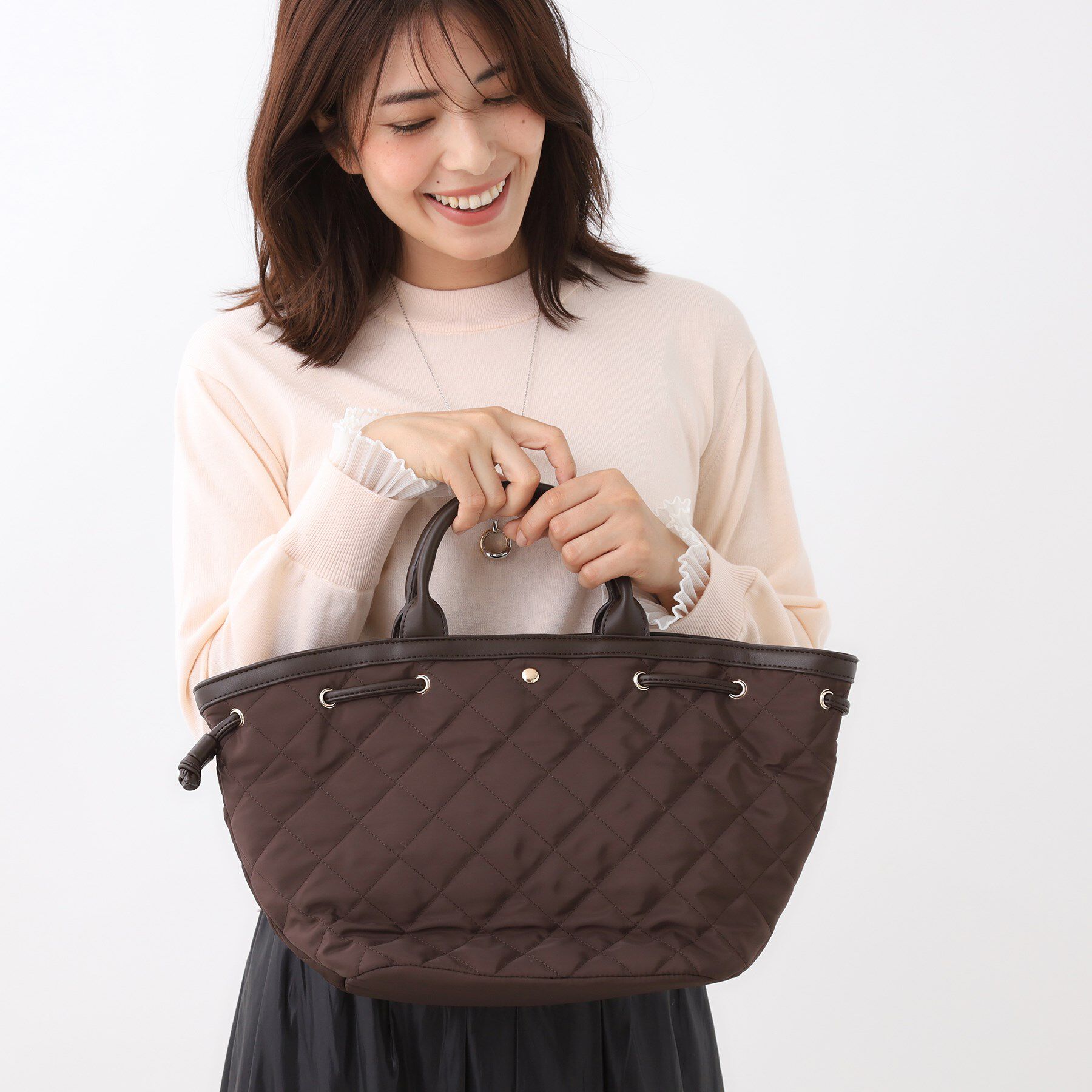 Reflect「【ショルダー付き／コーディネートのアクセントに◎】キルティングバッグ」|トートバッグ|