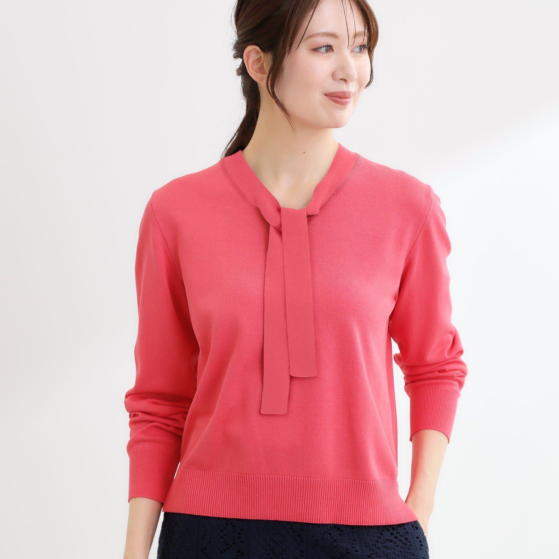 Reflect「ハイゲージボウタイニット」|ニット・セーター|ピンク(074)