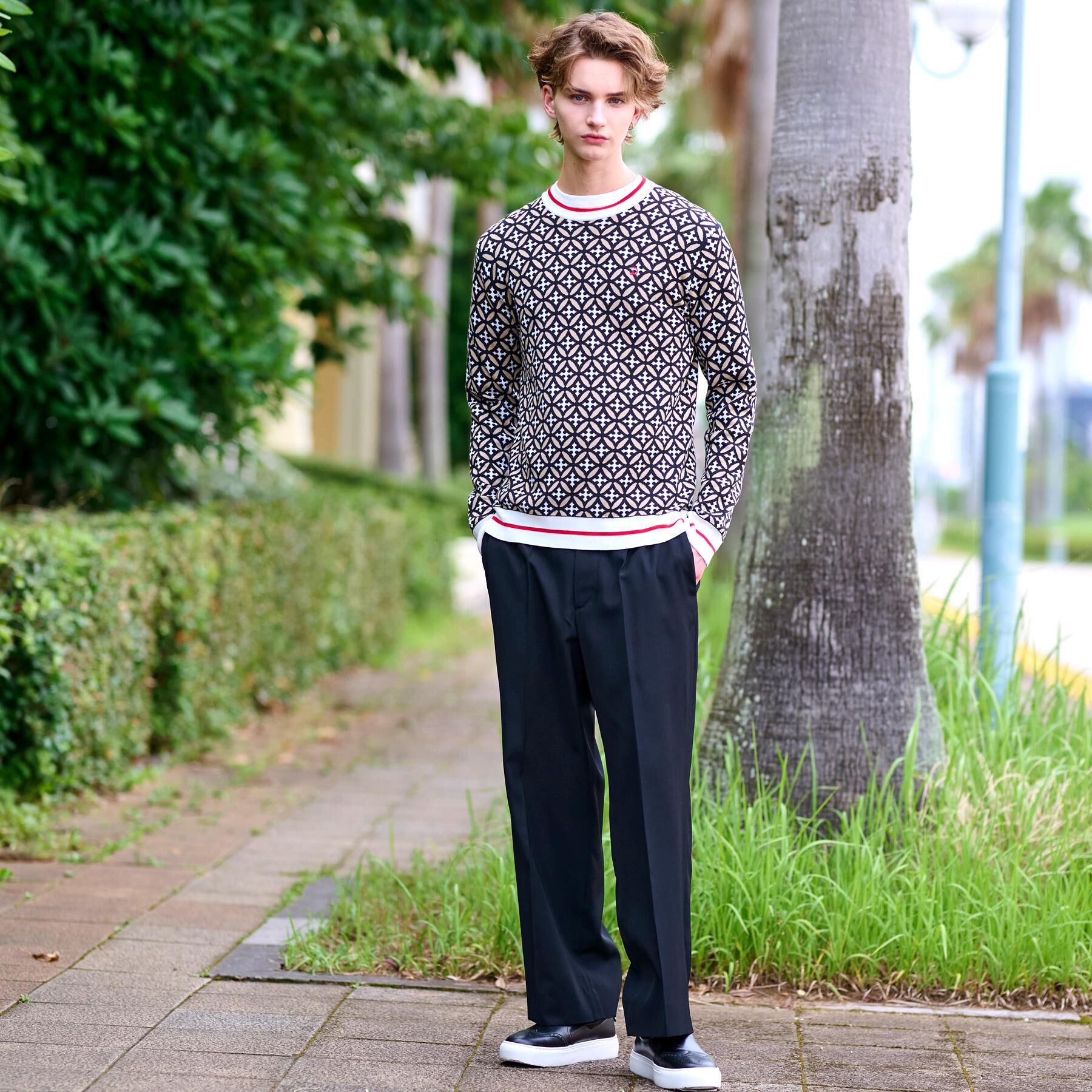 DRESSTERIOR「オーバーラップサークルジャカードニット」|ニット・セーター|