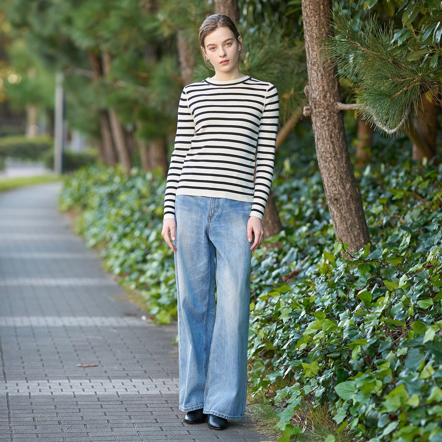 DRESSTERIOR「【ウォッシャブル】コットンフルニードルボーダーニット」|ニット・セーター|