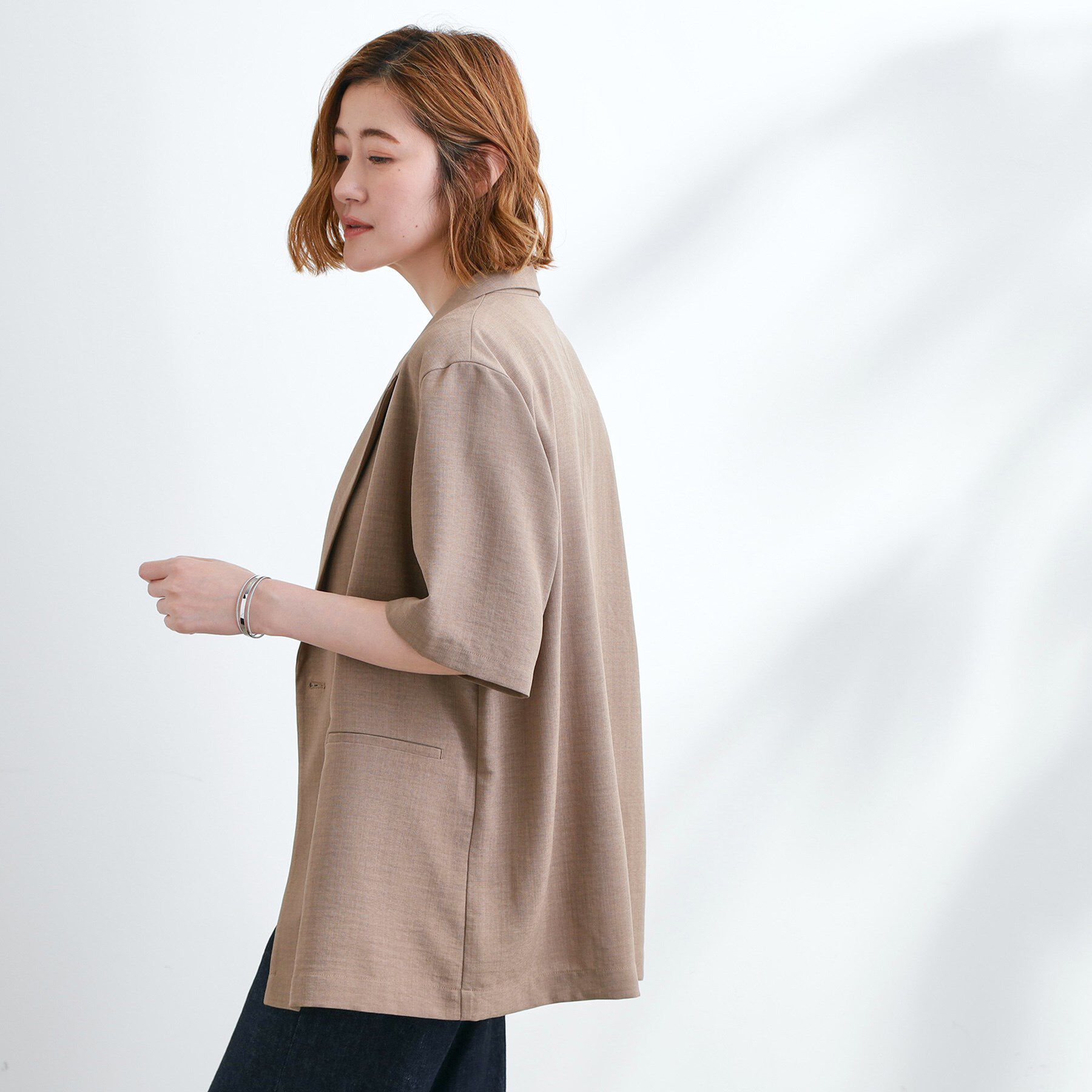 grove「軽やかに羽織れて、きちんと見え ハーフスリーブテーラードジャケット」|テーラードジャケット|