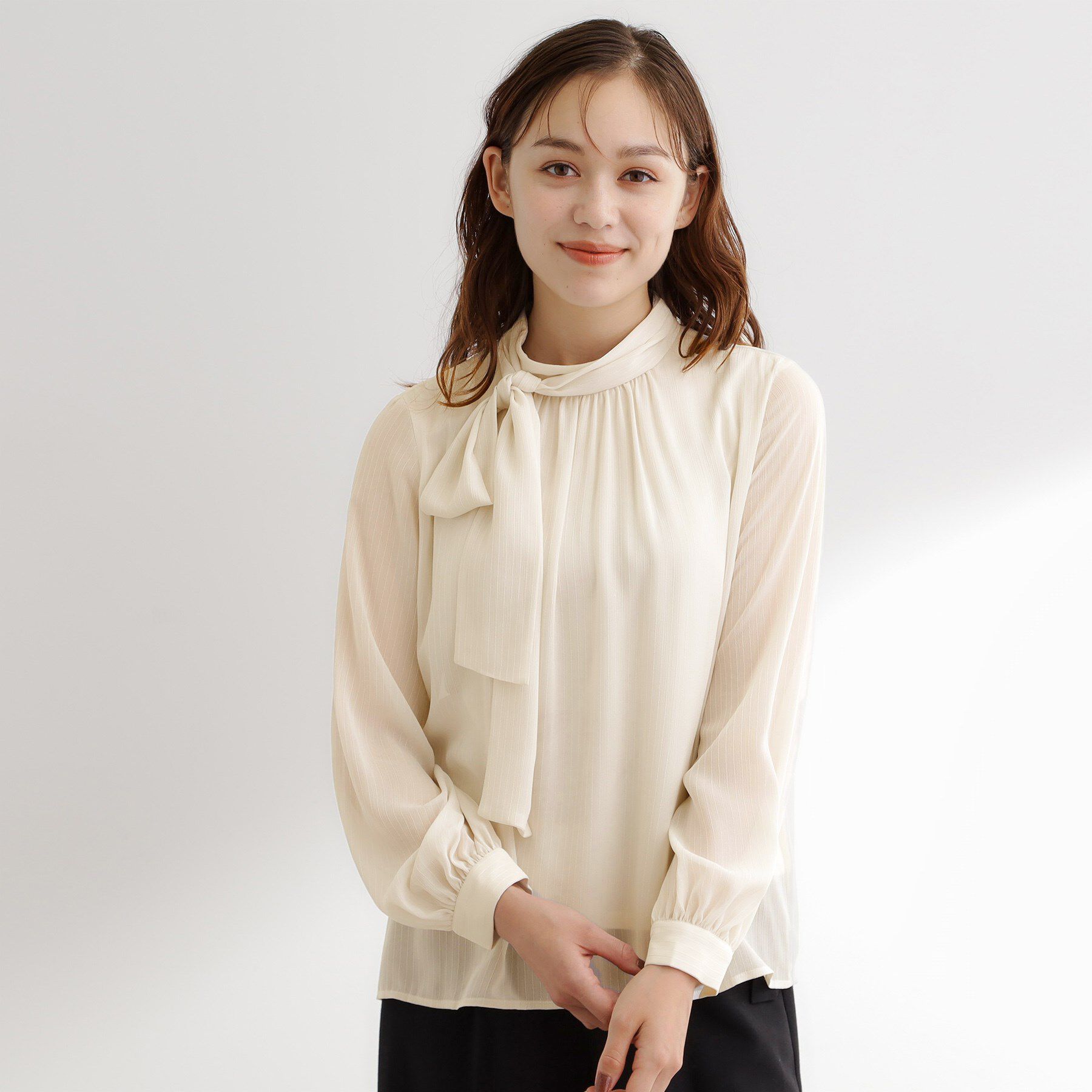 grove「シアーストライプボウタイブラウス」|シャツ・ブラウス|