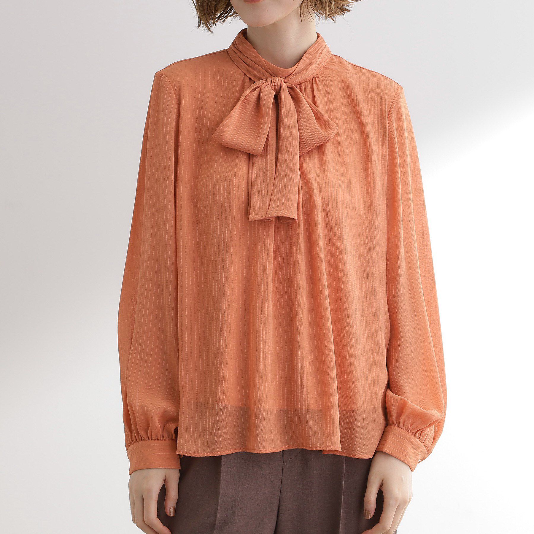 grove「シアーストライプボウタイブラウス」|シャツ・ブラウス|