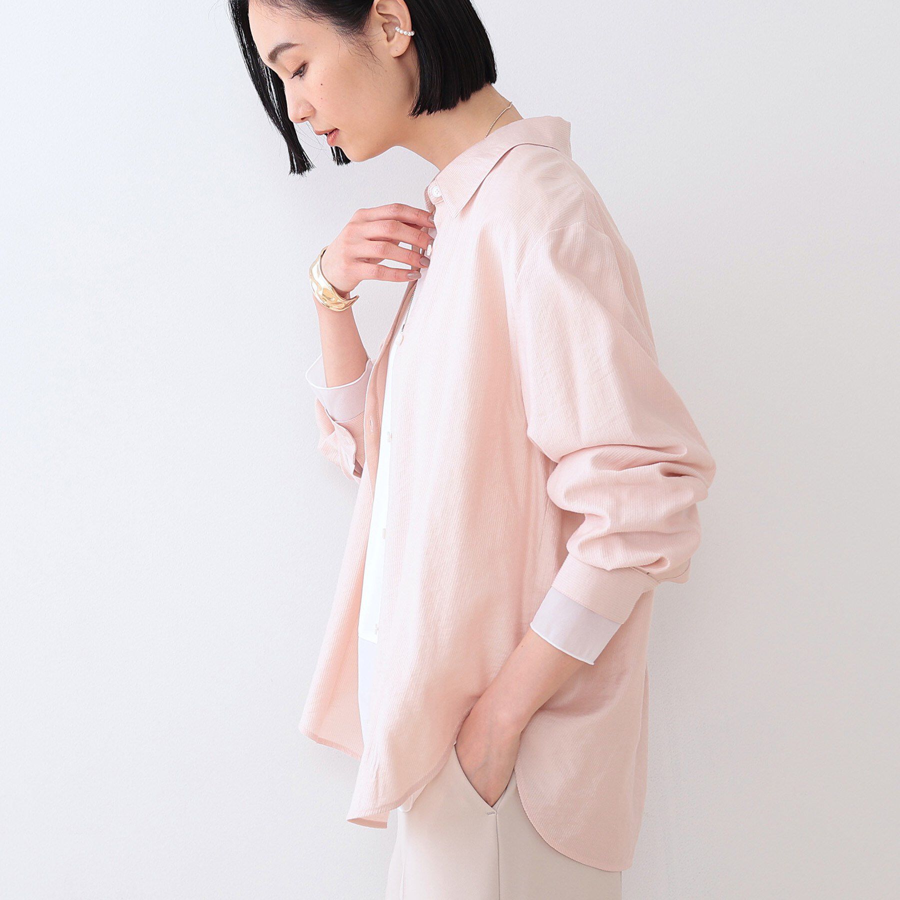 INDIVI「【洗える／シアー】ドビーストライプシャツ」|シャツ・ブラウス|