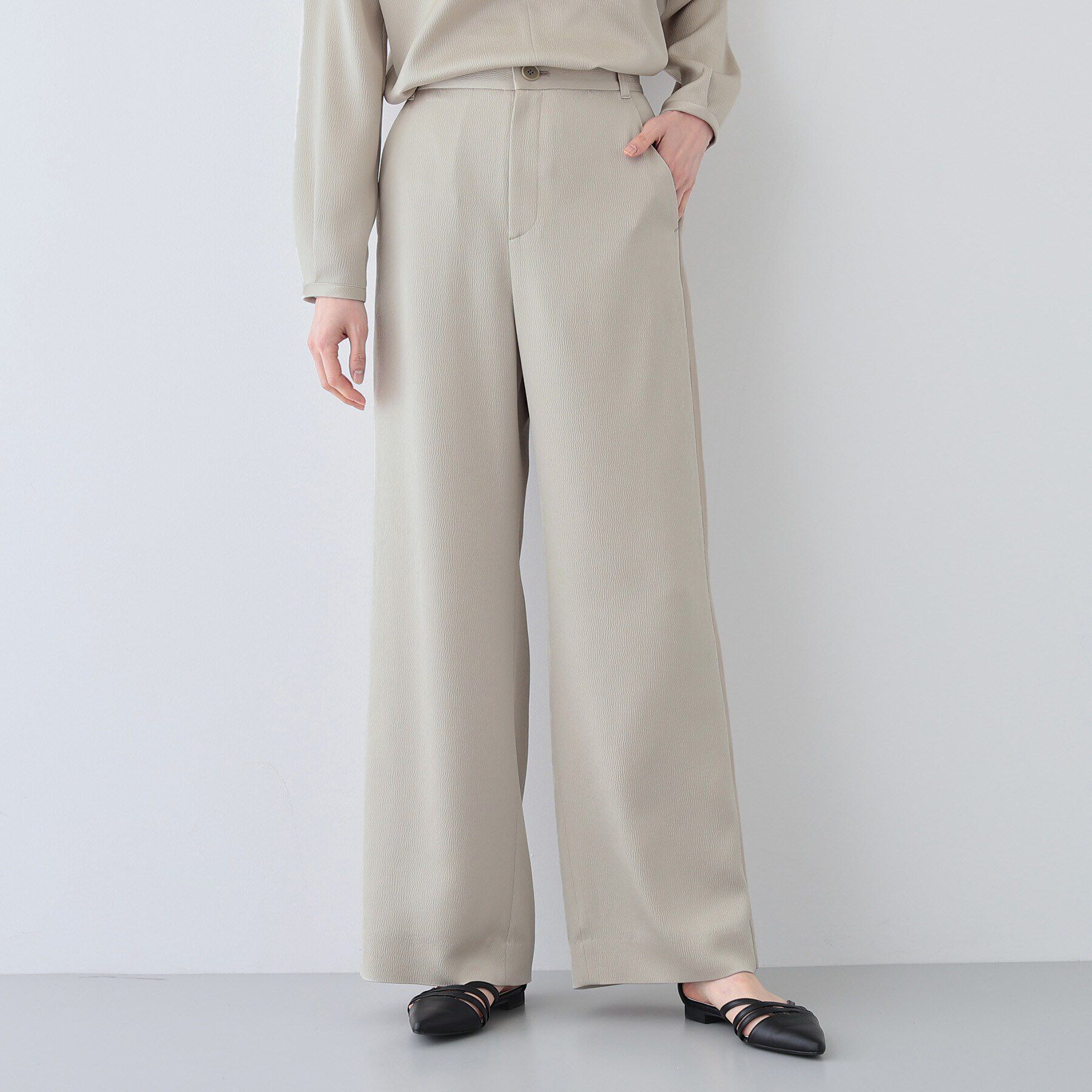 INDIVI「【日本製／SETUP可能】サイドライン ワイドパンツ」|その他|