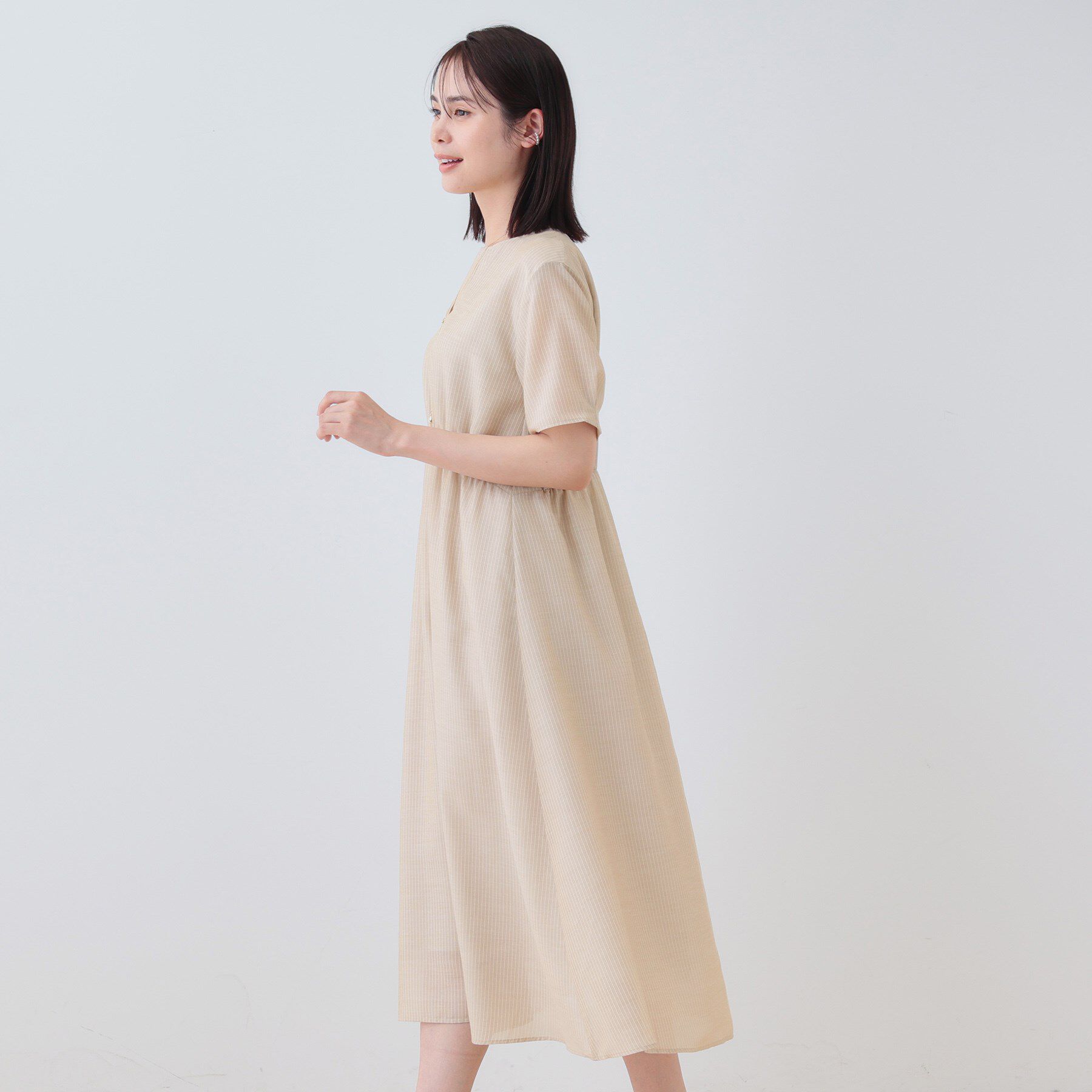 INDIVI「【洗える／エアリー】ハイウエストワンピース」|ワンピース|