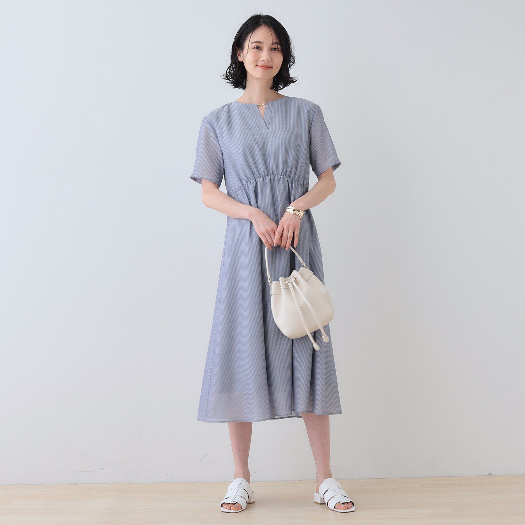 INDIVI「【洗える／エアリー】ハイウエストワンピース」|ワンピース|