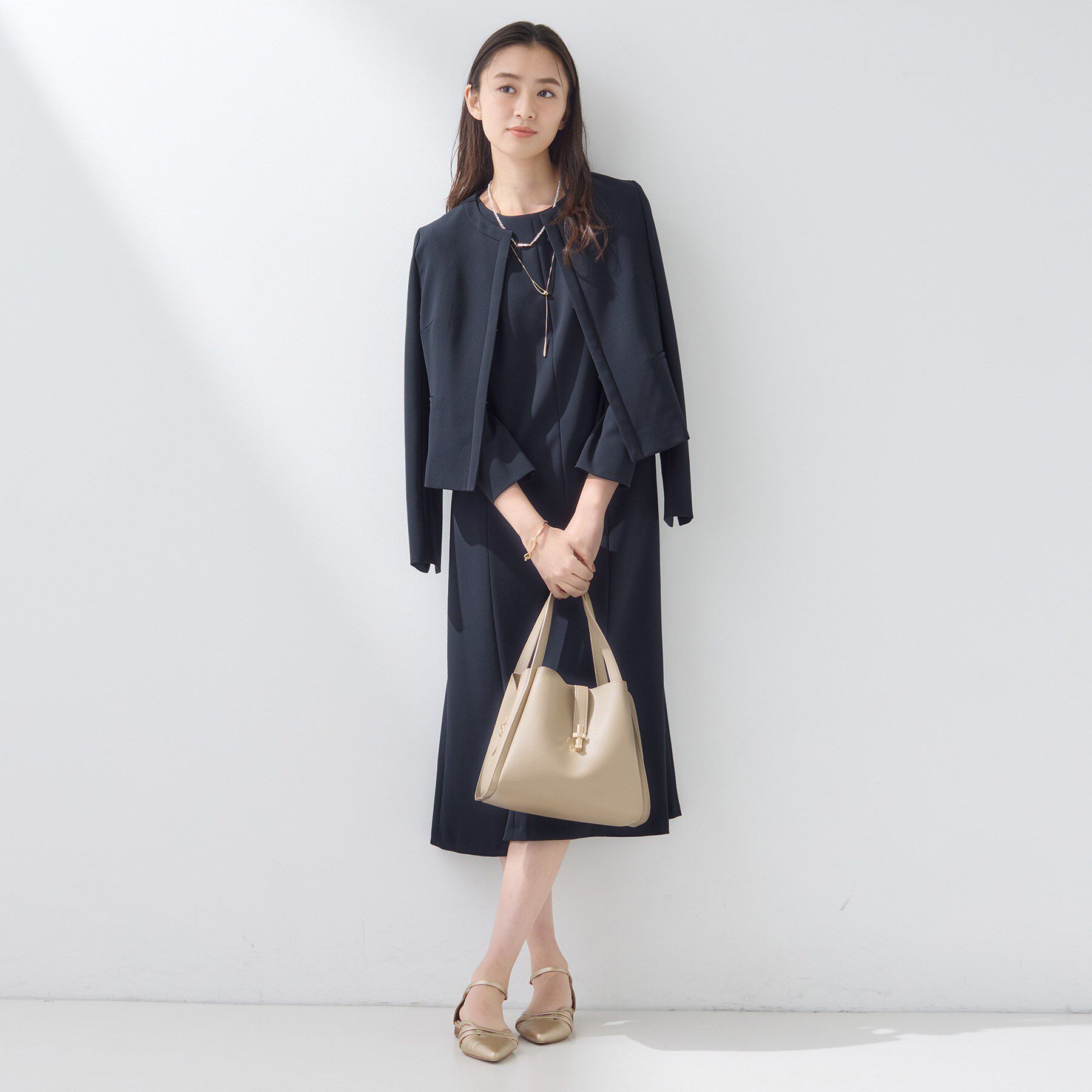 INDIVI「【上品光沢／SETUP可能】スタイルUPワンピース」|ワンピース|