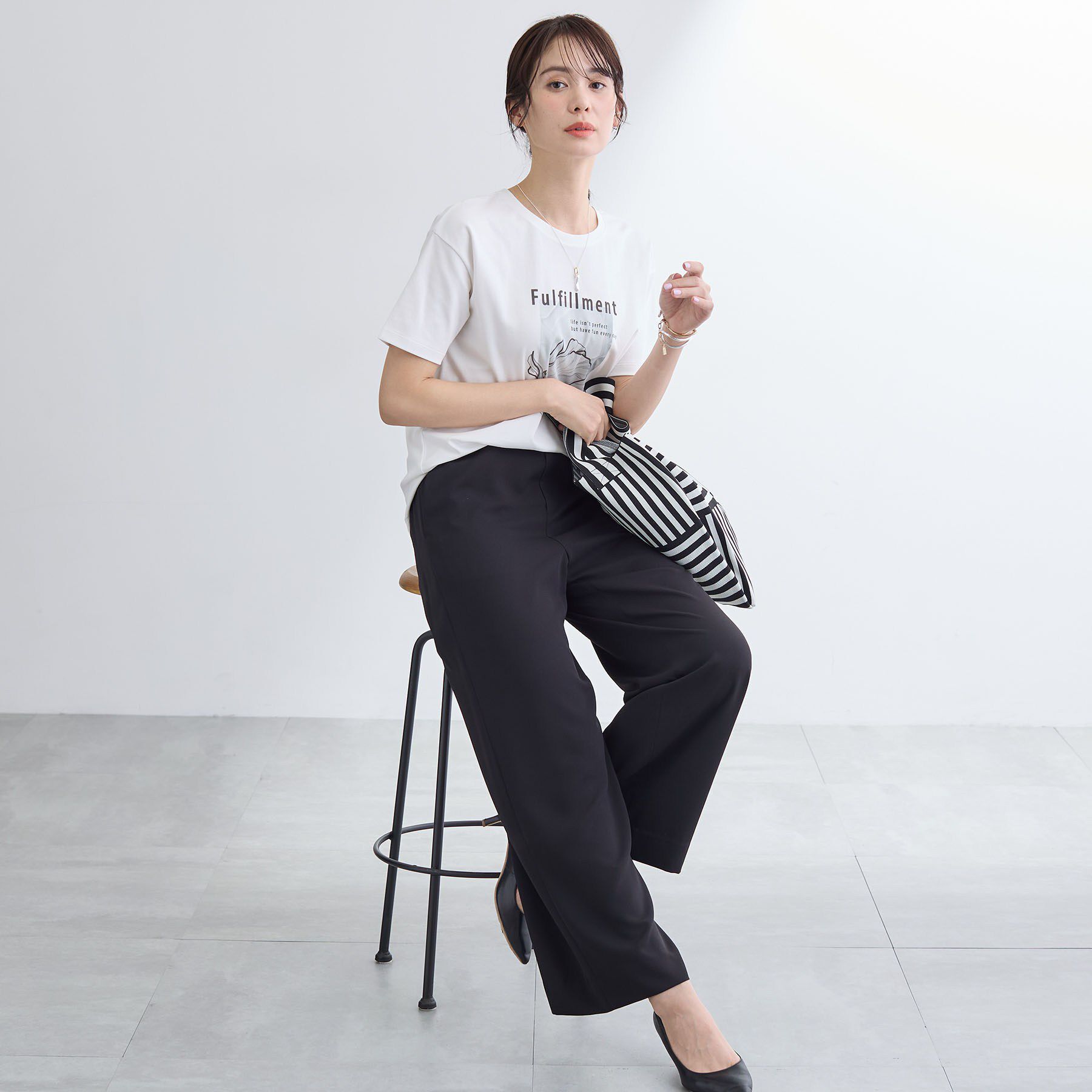 INDIVI「【UVケア／選べるグラフィック】スムースジャージTシャツ」|Tシャツ・カットソー|