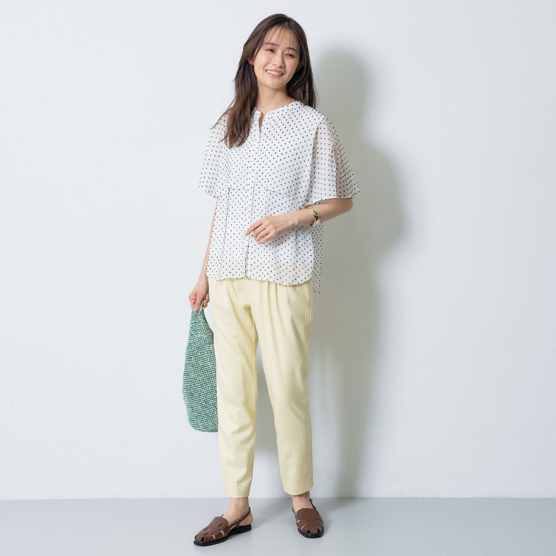 INDIVI「【洗える／ドットモチーフ】ケープスリーブブラウス」|シャツ・ブラウス|