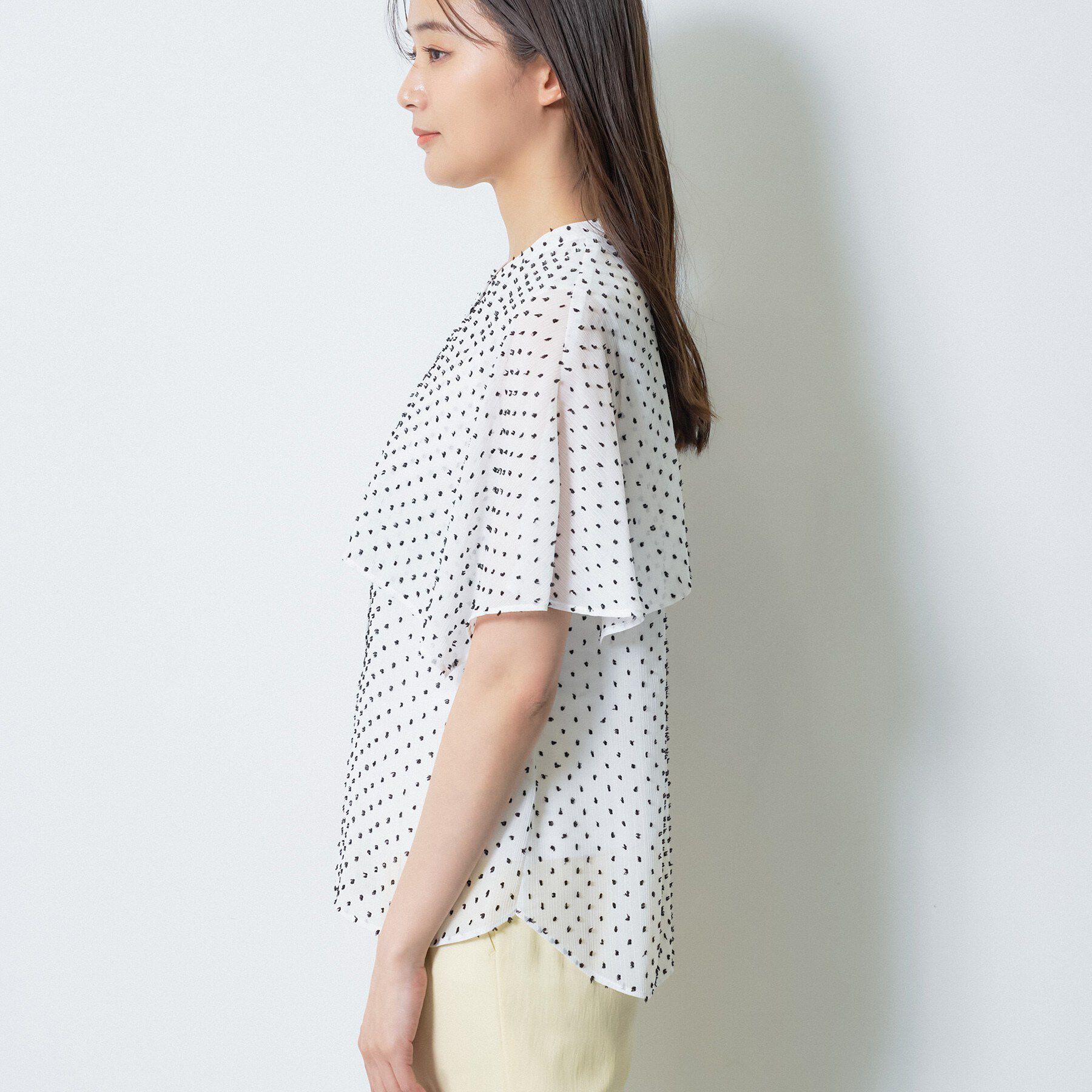 INDIVI「【洗える／ドットモチーフ】ケープスリーブブラウス」|シャツ・ブラウス|