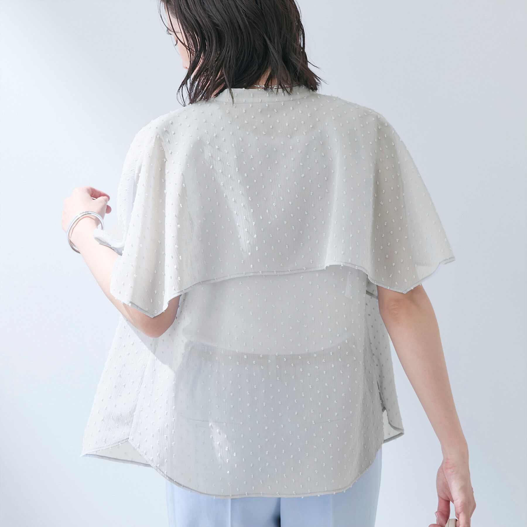 INDIVI「【洗える／ドットモチーフ】ケープスリーブブラウス」|シャツ・ブラウス|