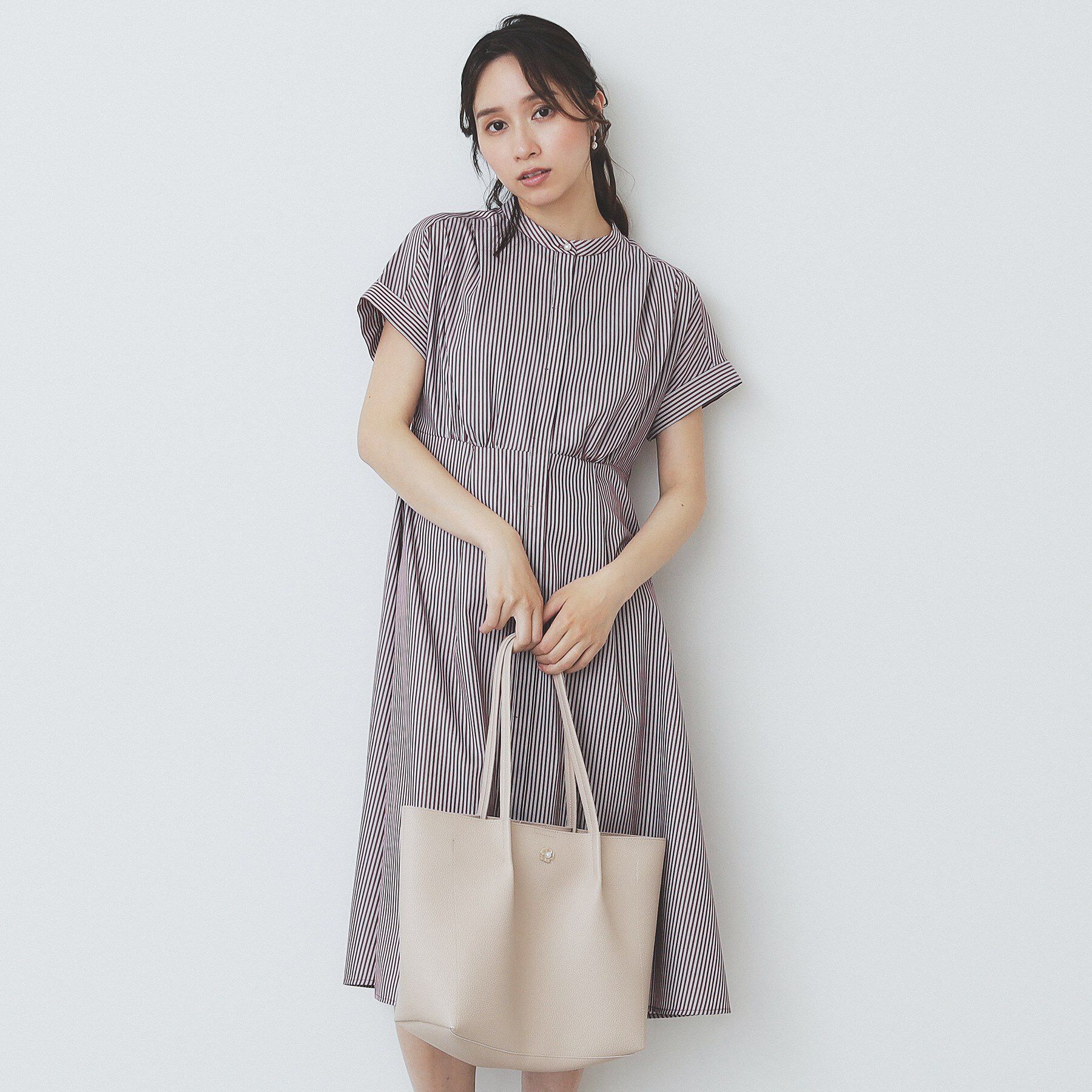 index「《XS-LLサイズ》マルチストライプシャツワンピース【洗濯機洗い可/イージーアイロン/防シワ】」|ワンピース|