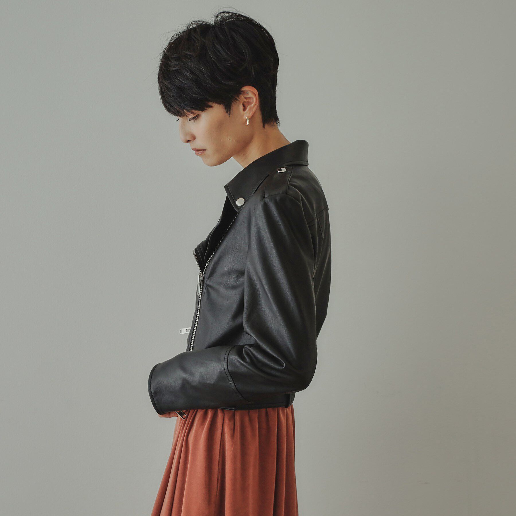 OPAQUE.CLIP「【大草直子さんコラボ】ショート丈ライダースジャケット」|ライダースジャケット|