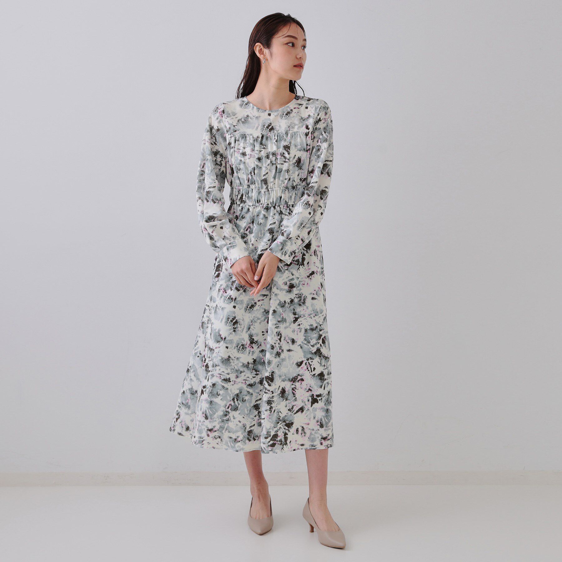 OPAQUE.CLIP「ぼかしフラワープリントワンピース【洗濯機洗い可】」|ワンピース|