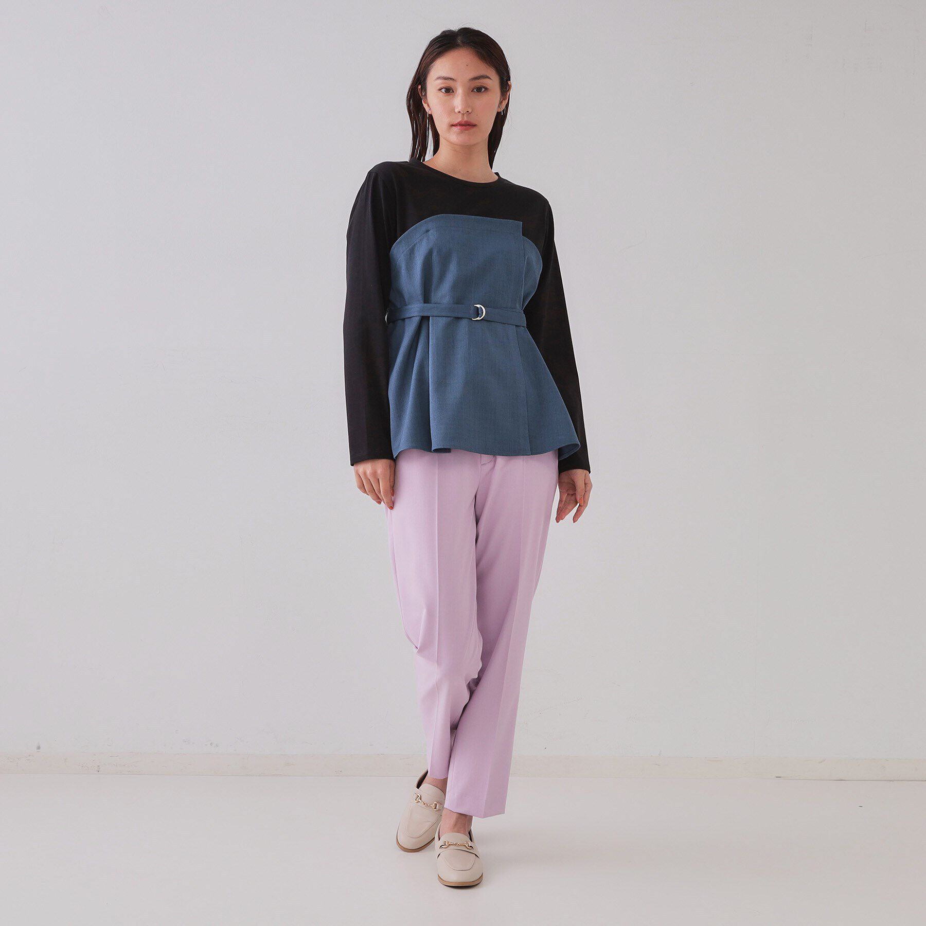 OPAQUE.CLIP「ベルト付ビスチェドッキングカットソー【洗濯機洗い可】」|Tシャツ・カットソー|