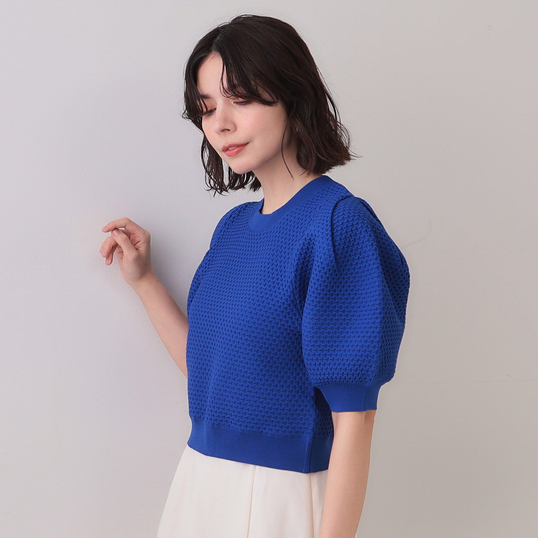 OPAQUE.CLIP「ぽこぽこパフスリーブニット【洗濯機洗い可/抗ピル】」|ニット・セーター|