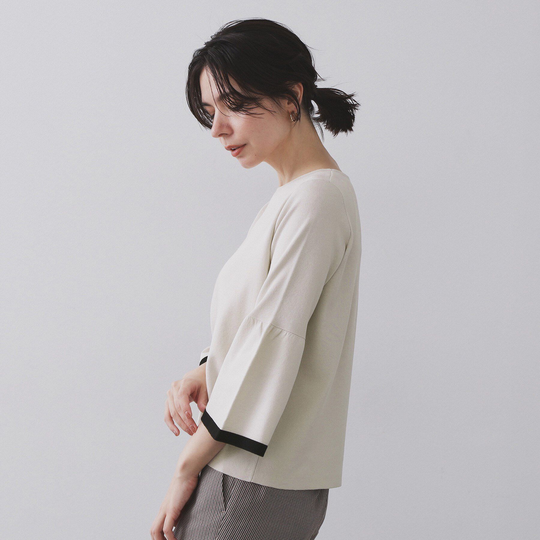 OPAQUE.CLIP「配色フレアスリーブニット【UVケア/洗濯機OK】」|ニット・セーター|