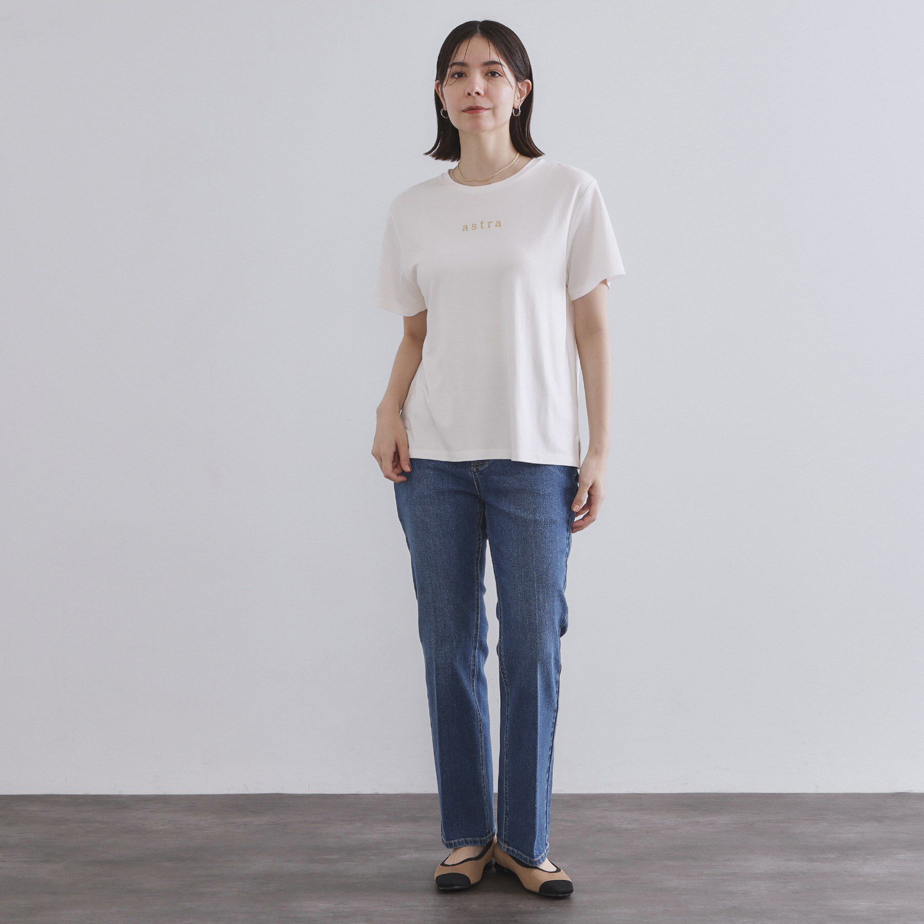 OPAQUE.CLIP「メタリック刺繍ロゴTシャツ【接触冷感/洗濯機洗い可】」|Tシャツ・カットソー|