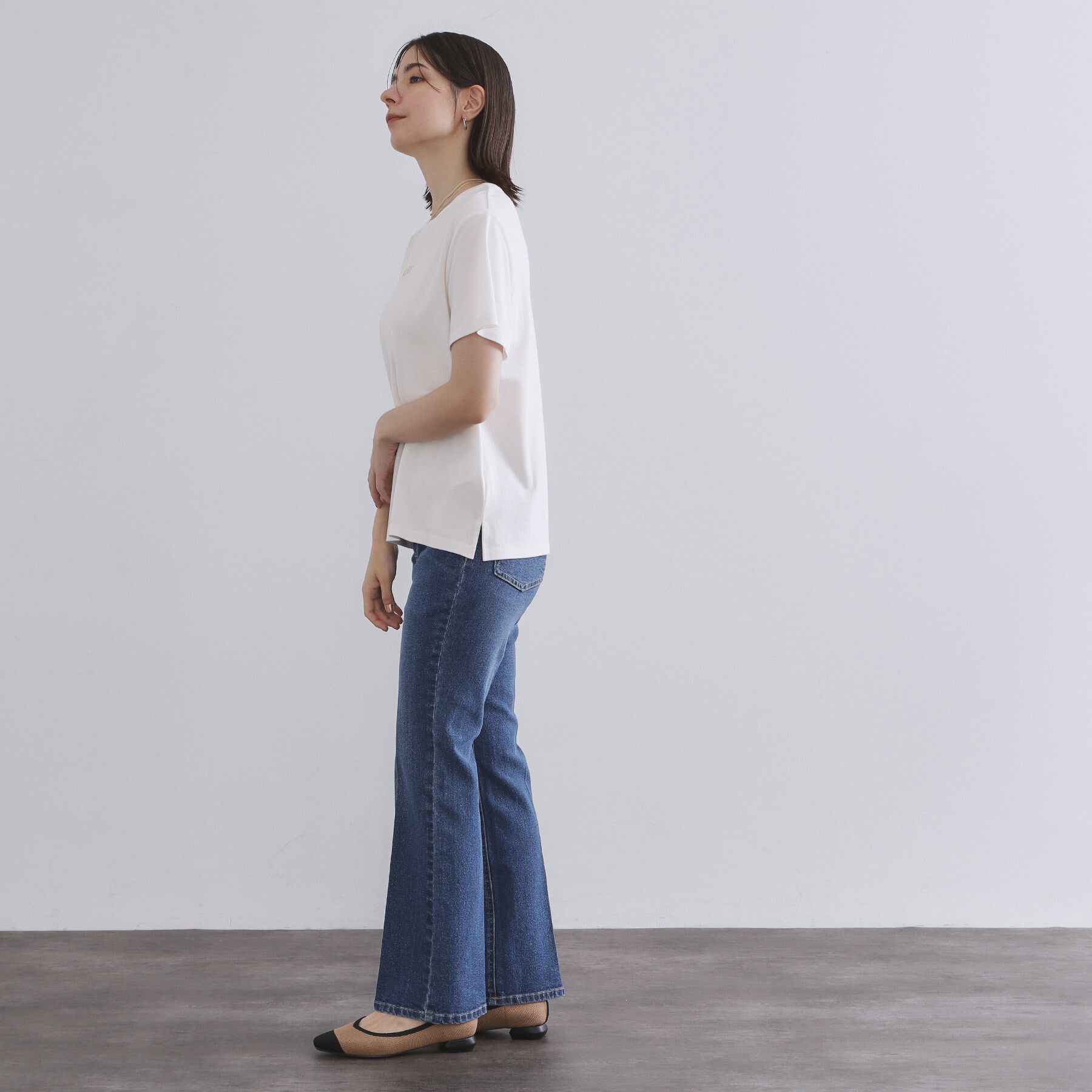 OPAQUE.CLIP「メタリック刺繍ロゴTシャツ【接触冷感/洗濯機洗い可】」|Tシャツ・カットソー|