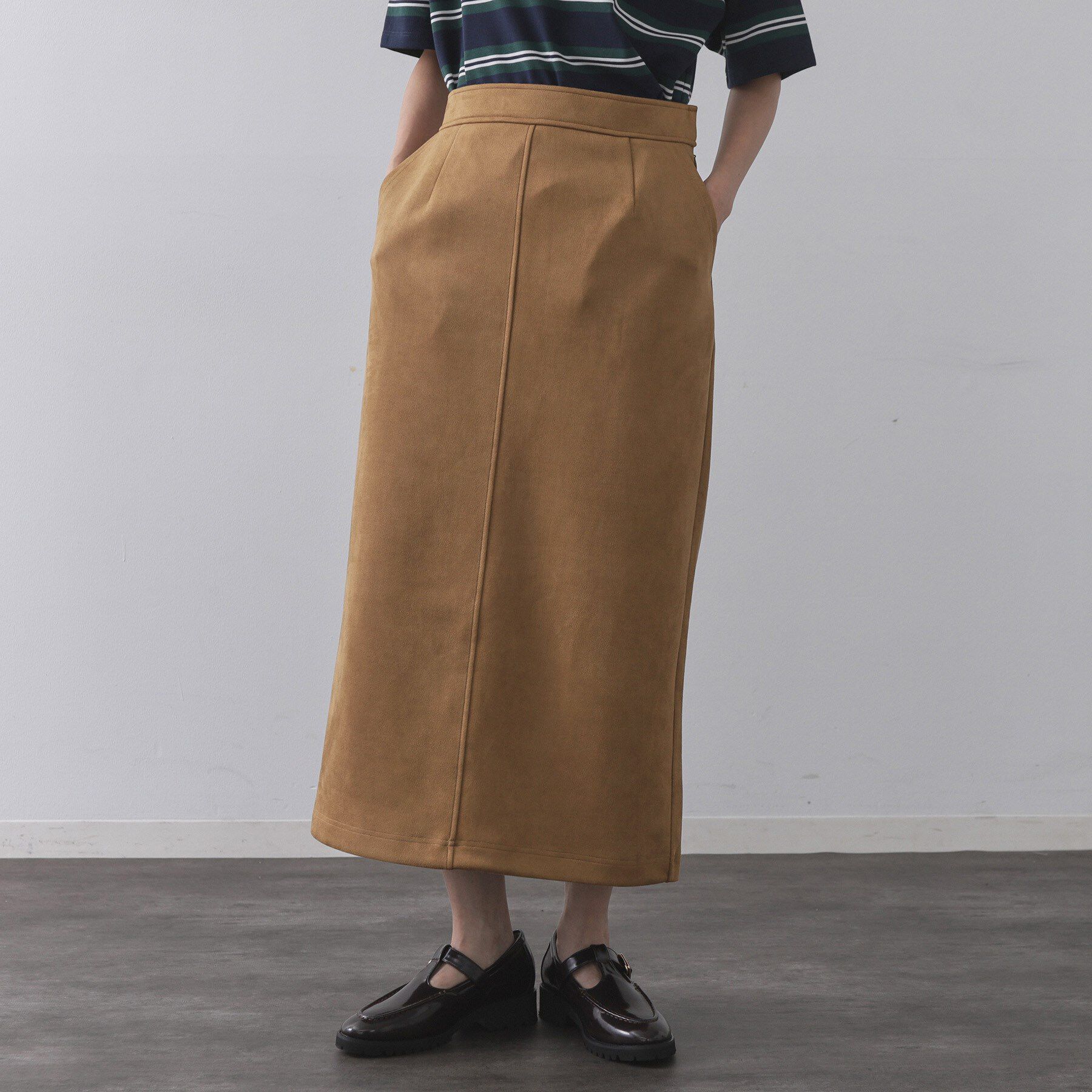 OPAQUE.CLIP「スエードライクナロースカート【洗濯機洗い可】」|スカート|