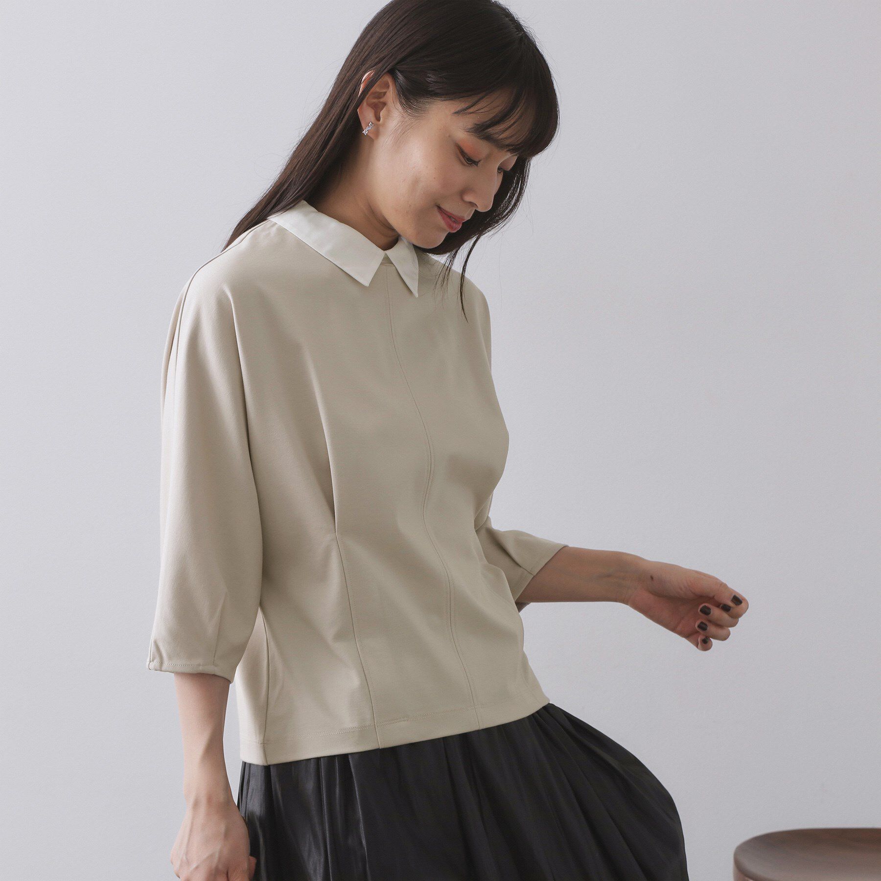 OPAQUE.CLIP「襟付きドルマントップス【洗濯機OK】」|Tシャツ・カットソー|