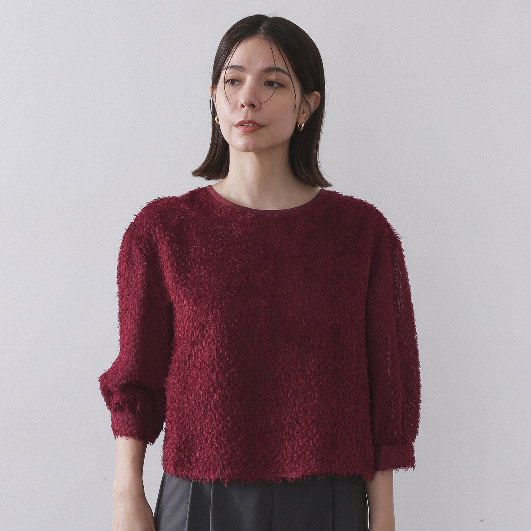 OPAQUE.CLIP「前後2WAY　シアーフリンジジャカードブラウス【洗濯機OK】」|シャツ・ブラウス|