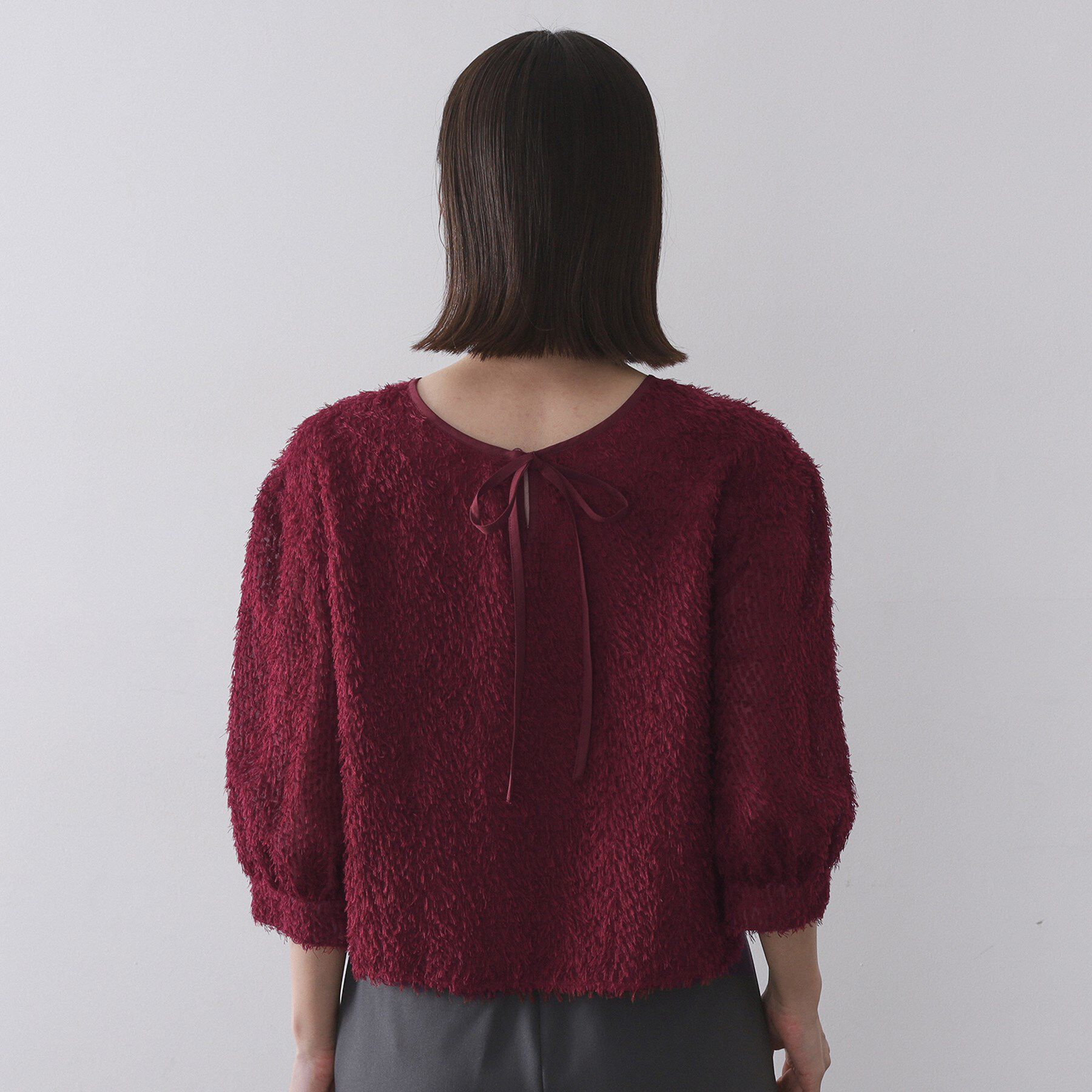 OPAQUE.CLIP「前後2WAY　シアーフリンジジャカードブラウス【洗濯機OK】」|シャツ・ブラウス|