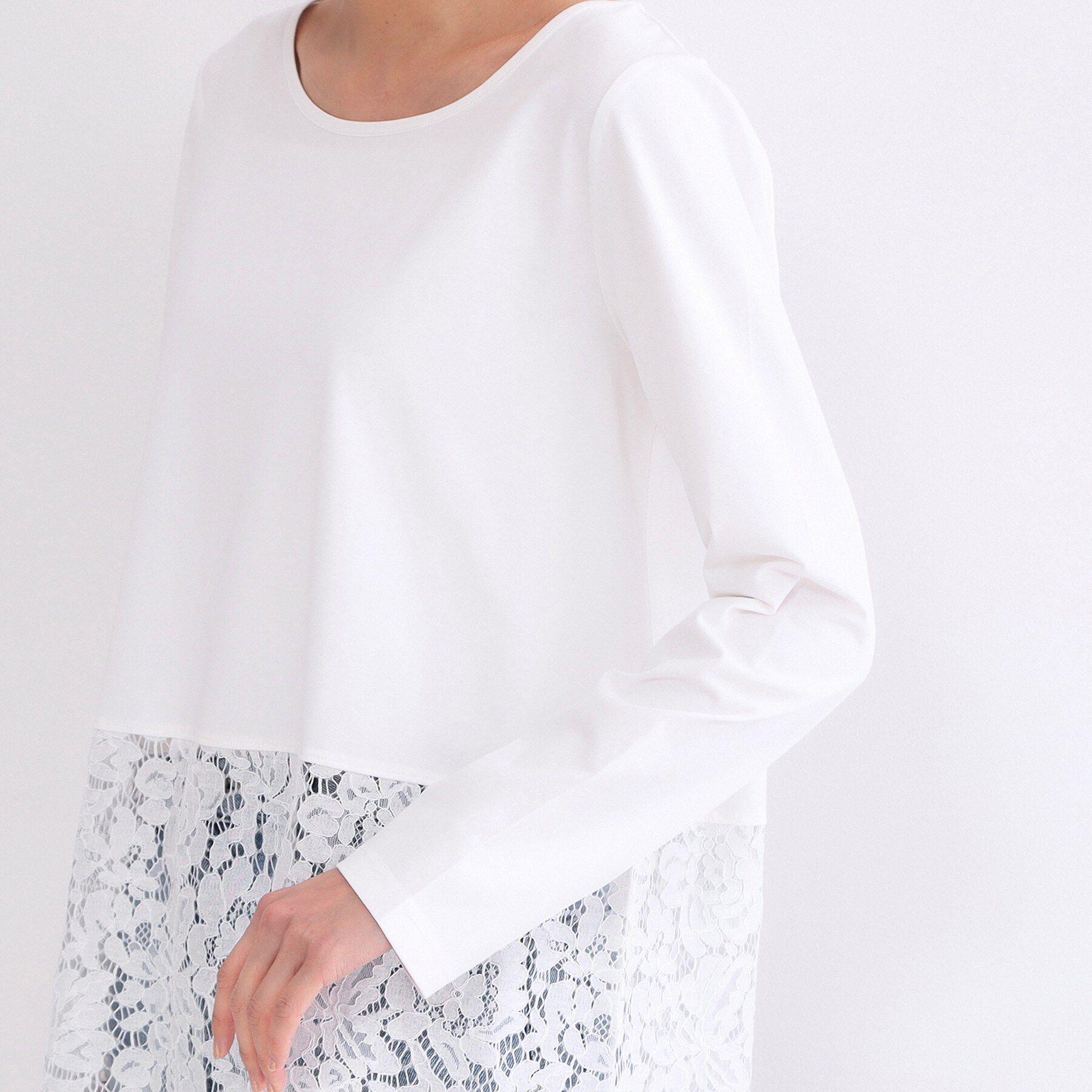 OPAQUE.CLIP「裾レースカットソー【洗濯機OK】」|Tシャツ・カットソー|