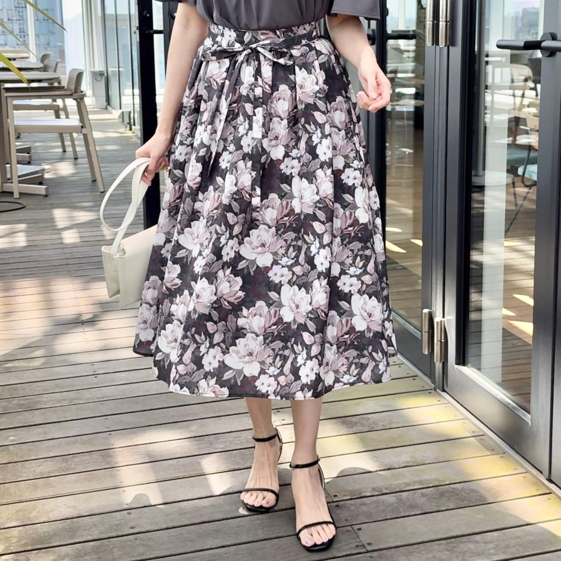 Couture broach「【きれいめ・通勤】細リボン付きパレットボイルスカート」|スカート|