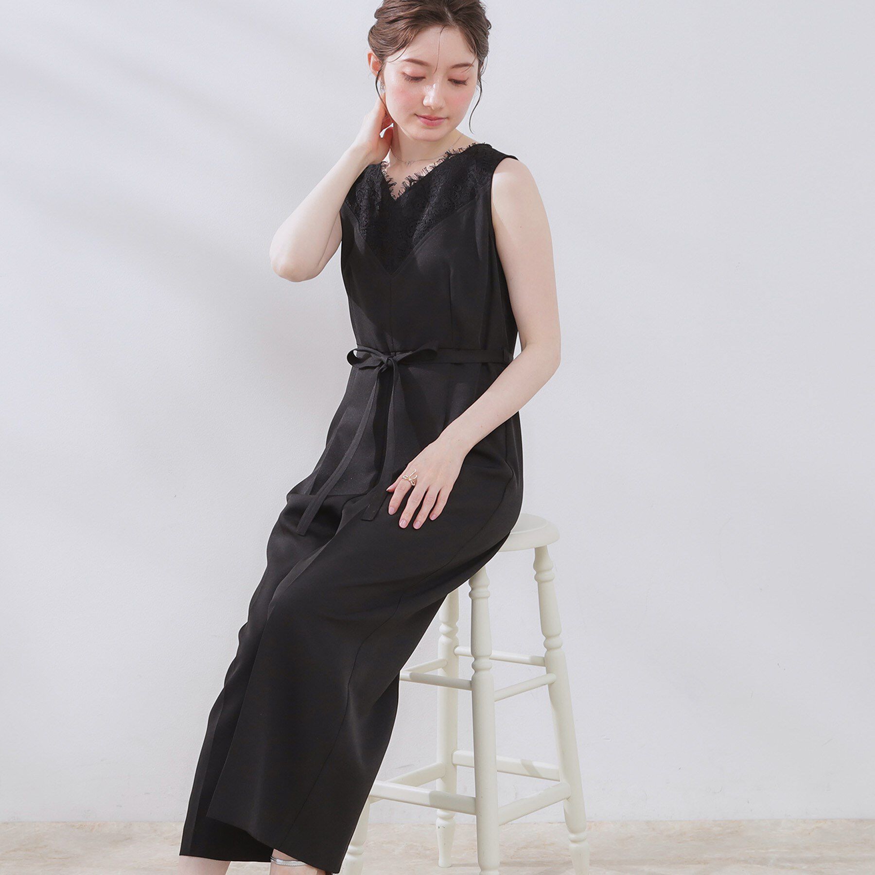 Couture broach「【一枚で着映える】レース切替デザインオールインワン」|オールインワン|