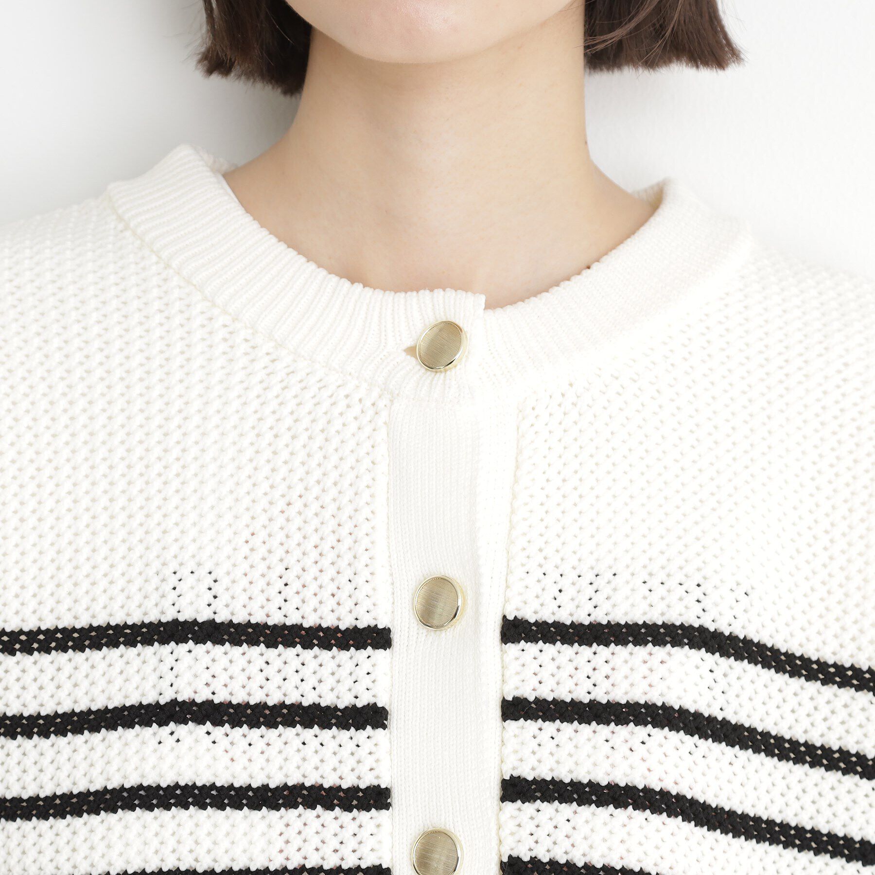 THE SHOP TK「布帛ドッキングメッシュカーデ」|カーディガン|