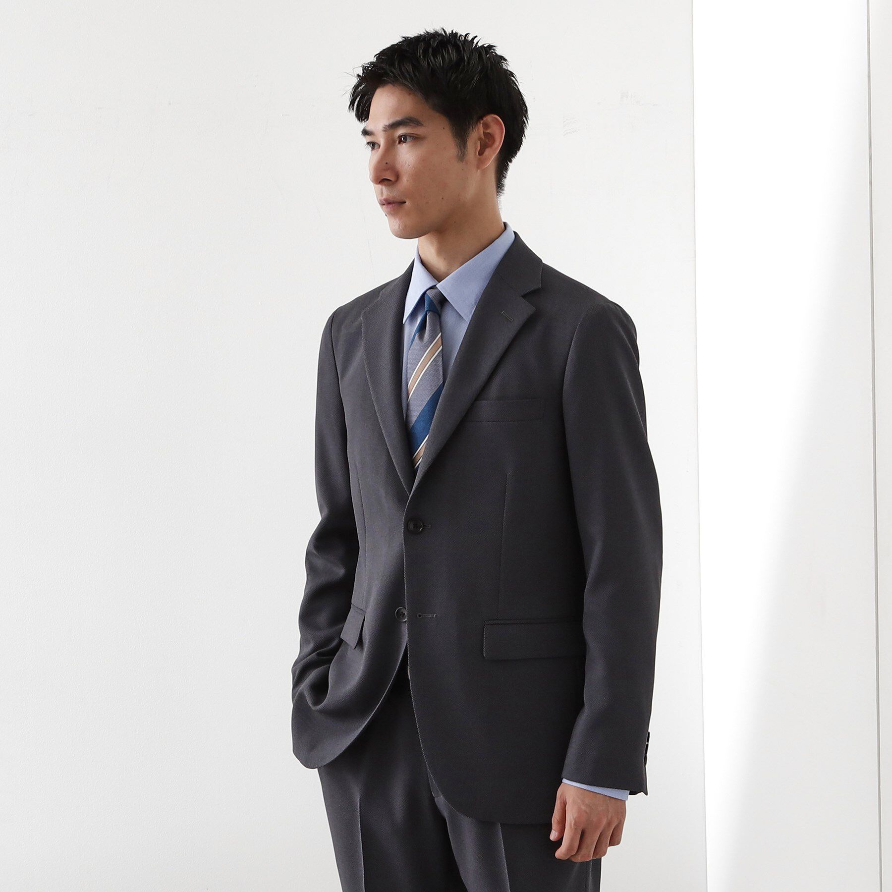 THE SHOP TK「バーズアイジャケット 【洗濯機OK/セットアップ可】」|テーラードジャケット|チャコールグレー(0