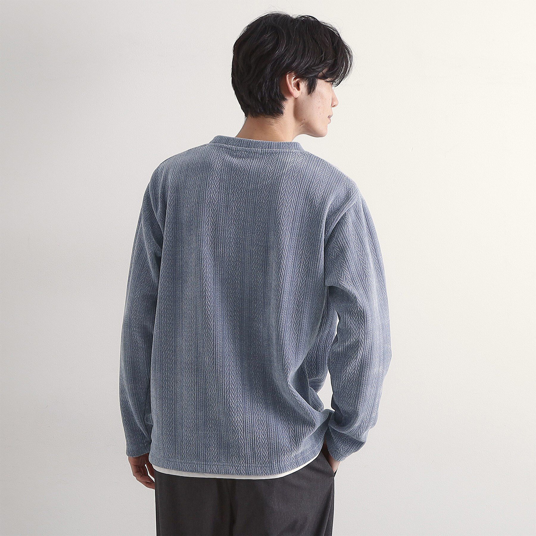 THE SHOP TK「【心地良い、滑らかさ】レイヤード風ケーブル ニットソー 【洗濯機OK】」|Tシャツ・カットソー|