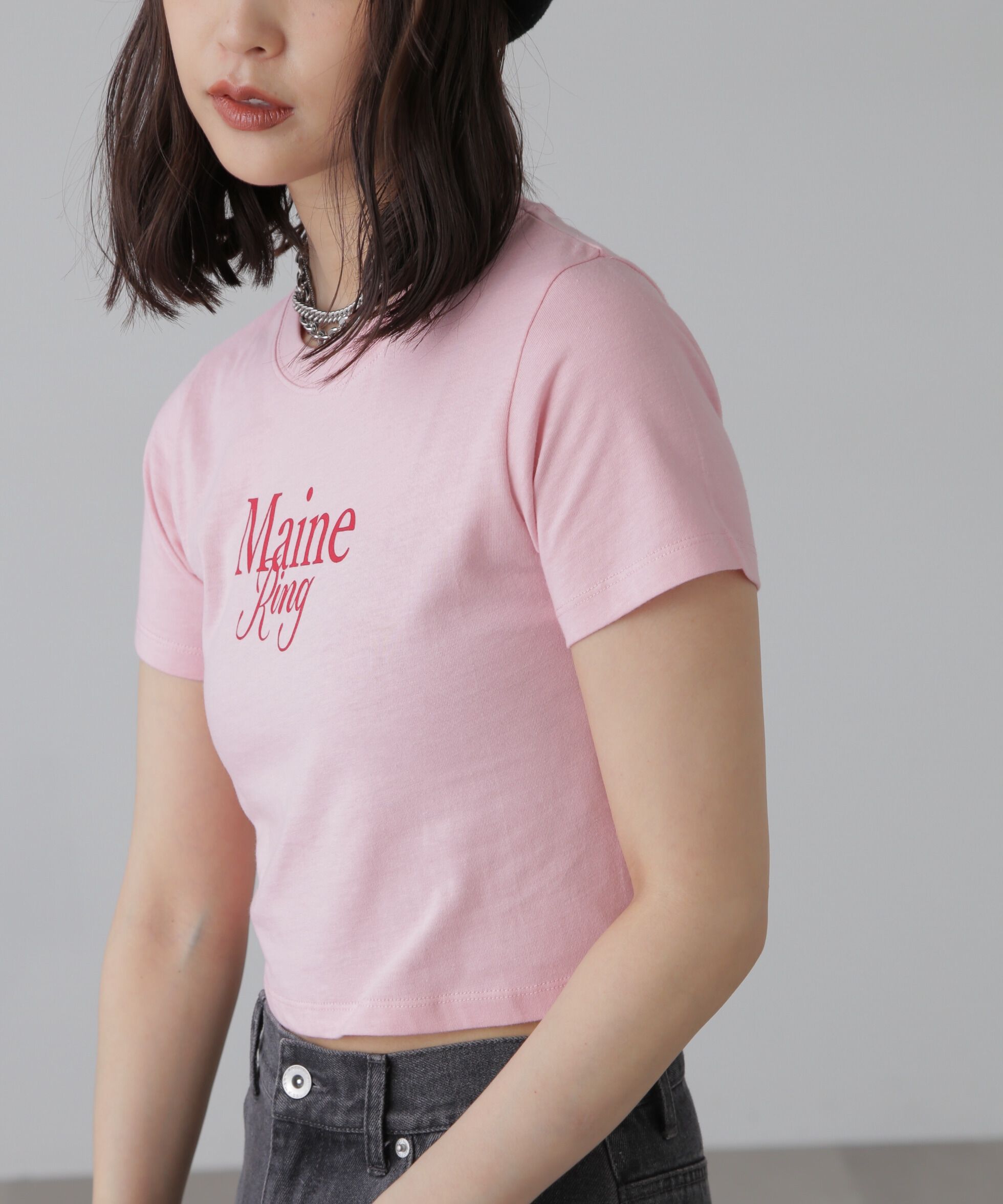  「ショート丈ロゴTシャツ」|Tシャツ・カットソー|