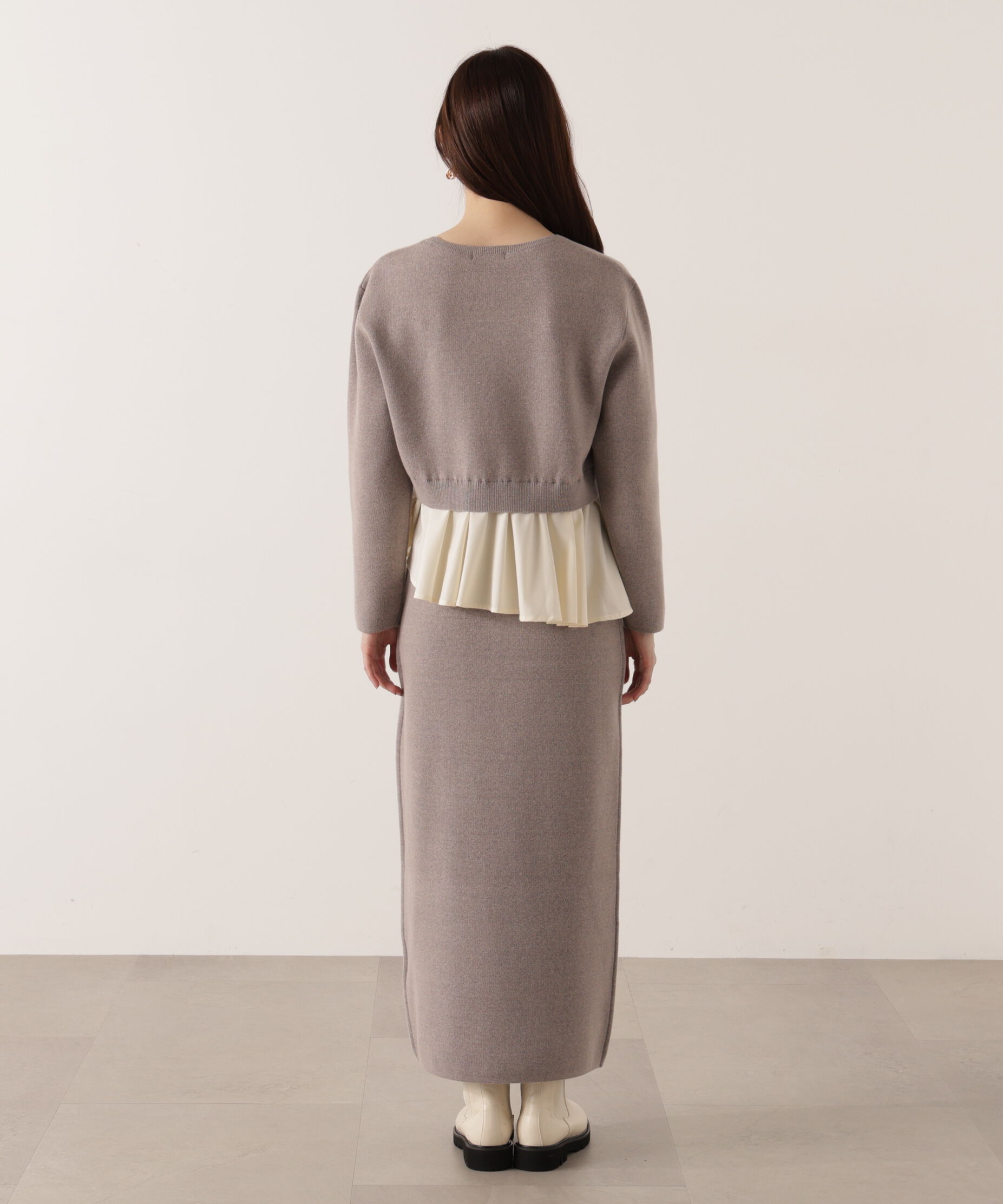 PROPORTION BODY DRESSING「＜ウォッシャブル＞ランダムヘムペプラムニットSETUP 25AW」|ワンピース|