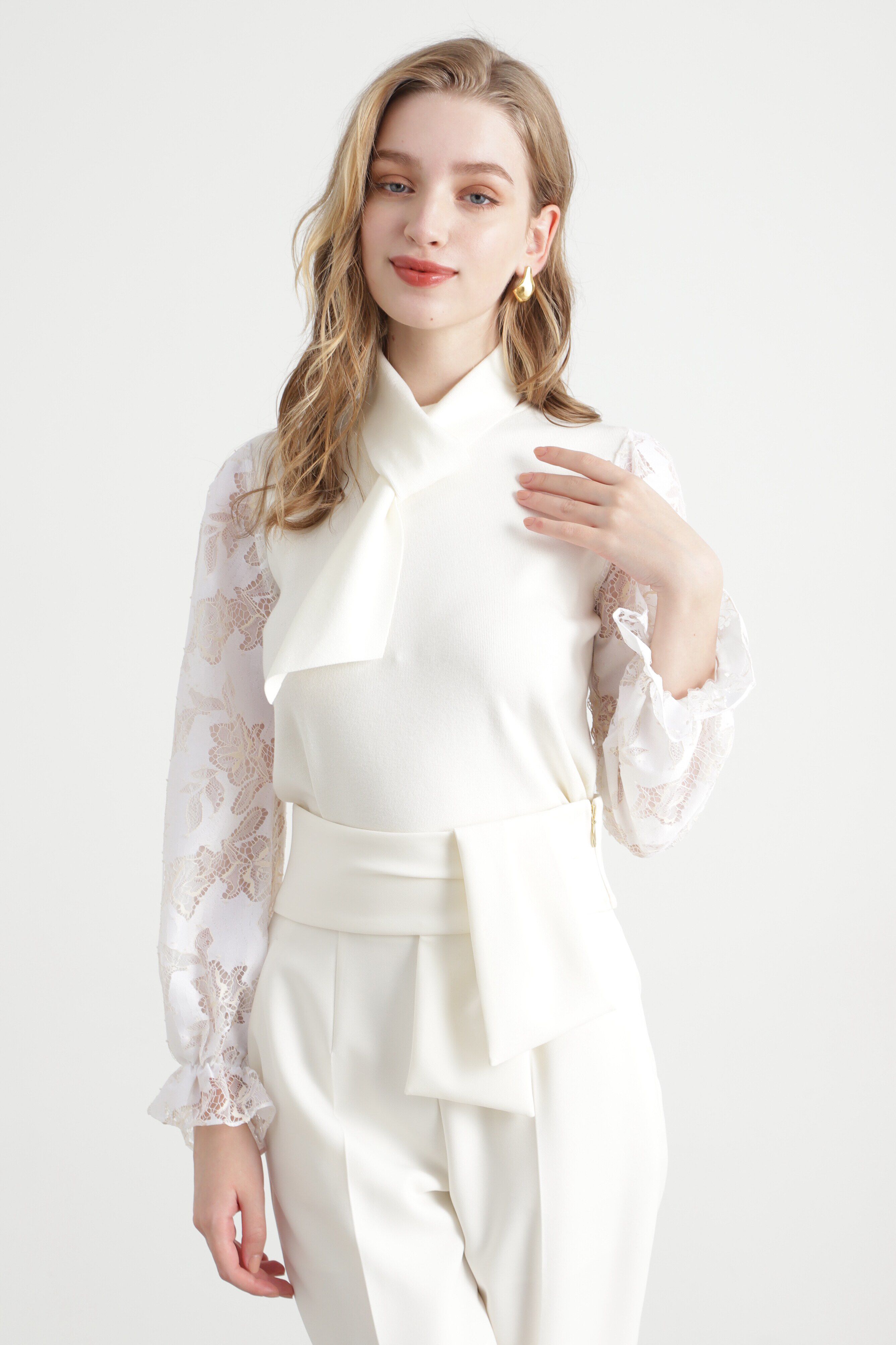  「◆レースコンビニットプルオーバー」|ニット・セーター|