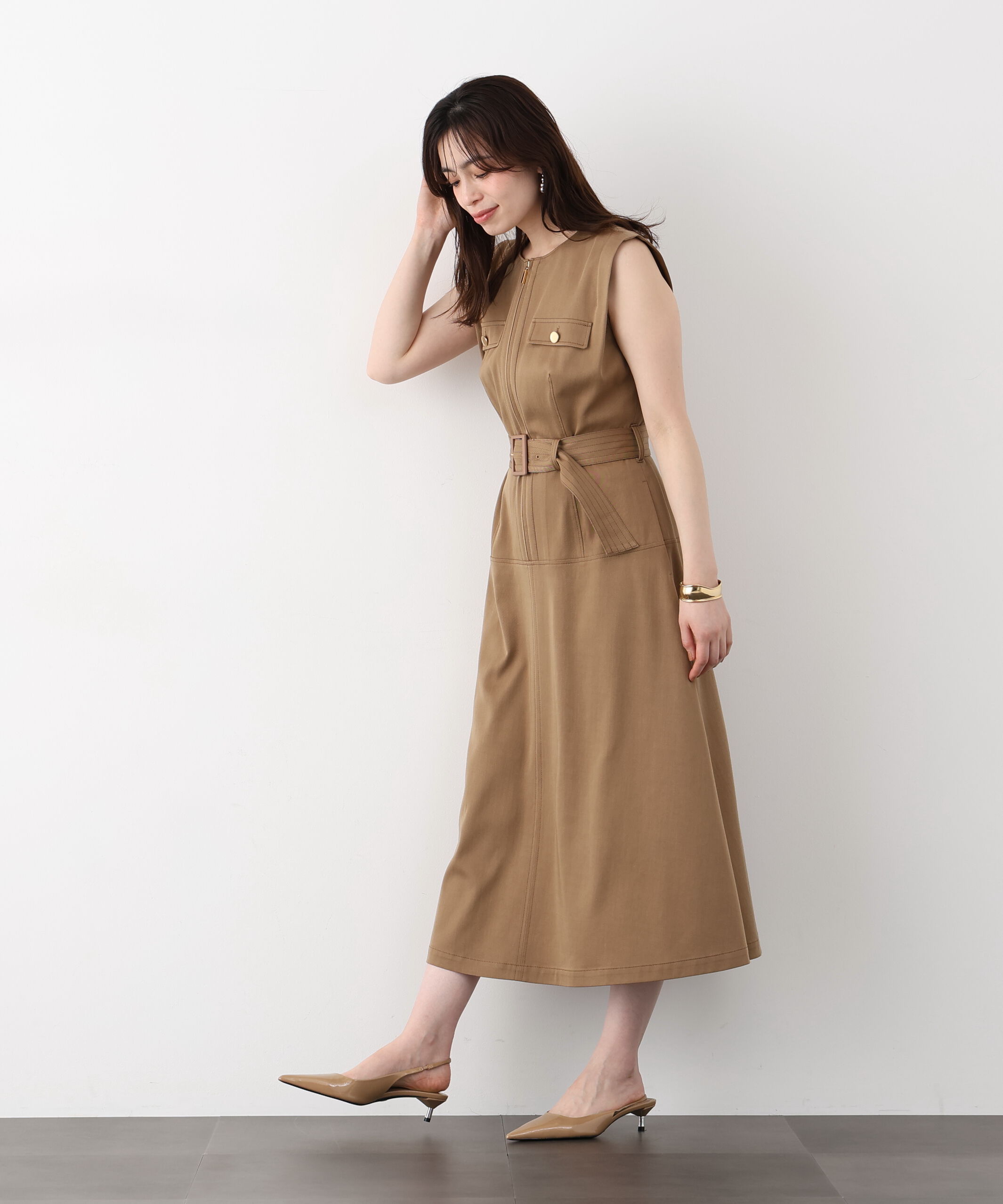  「フロントファスナーデニムワンピース」|ワンピース|