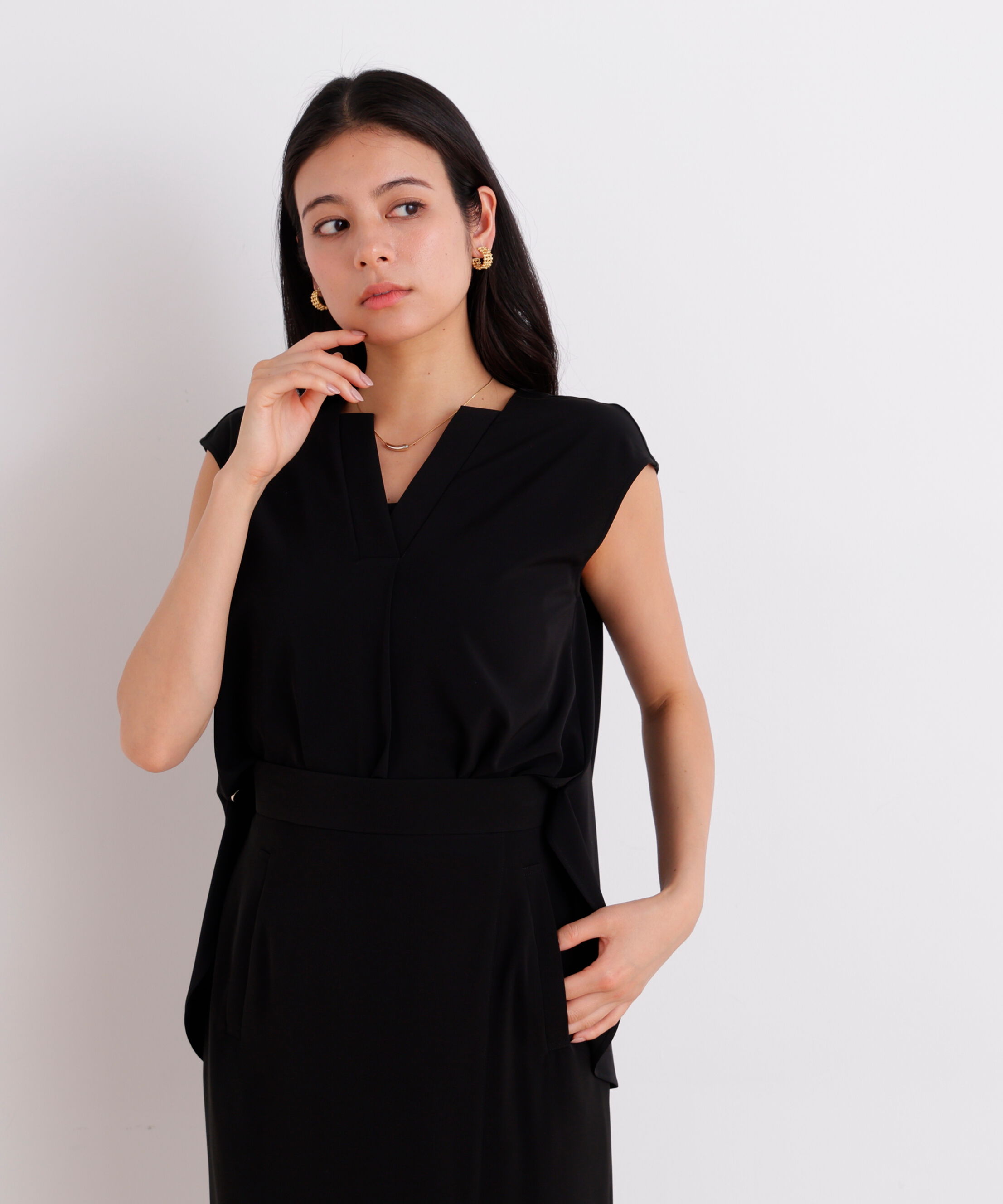  「セットアップＴブラウス」|シャツ・ブラウス|ブラック