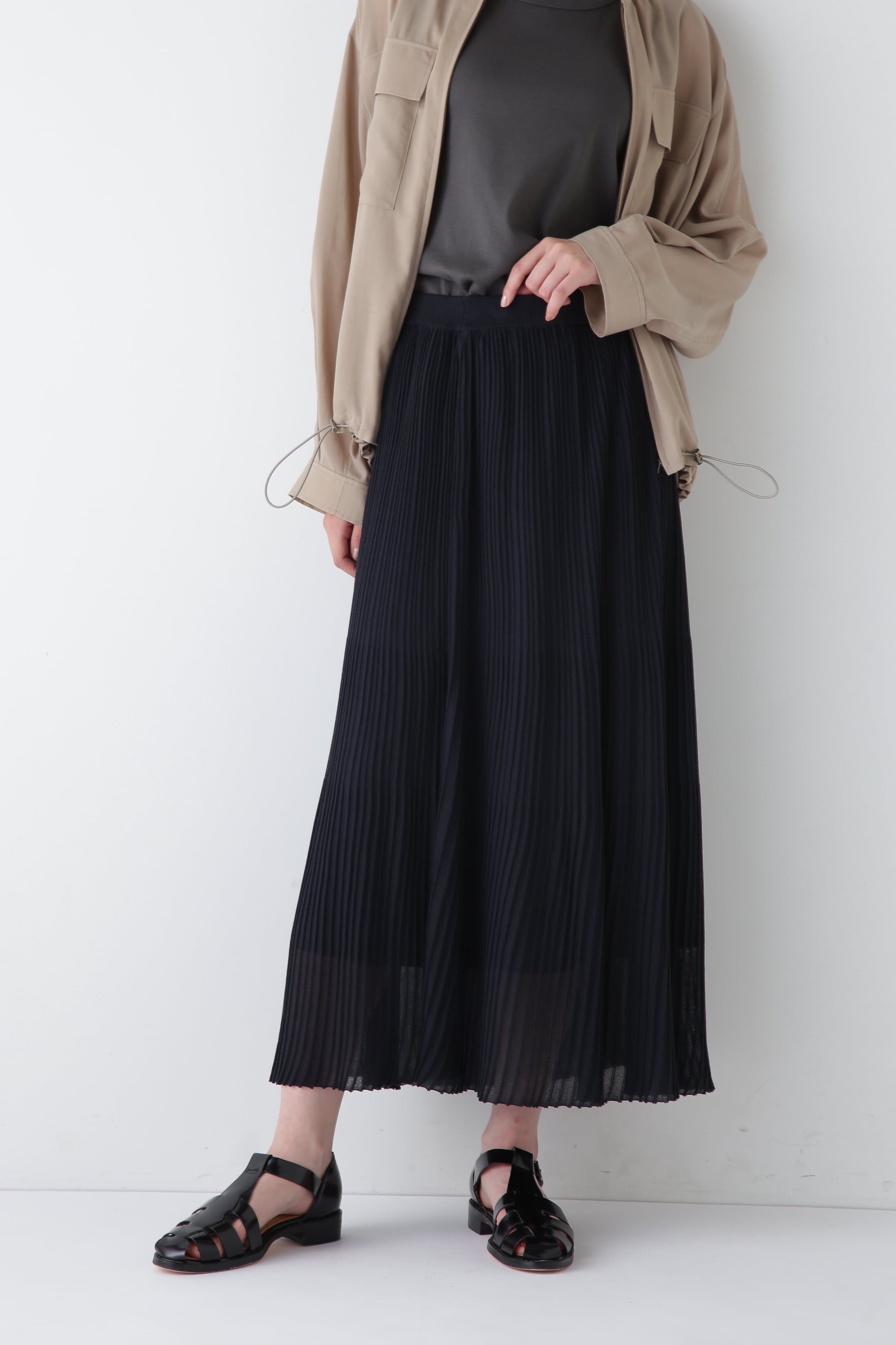  「◆シアーニットスカート」|スカート|ネイビー